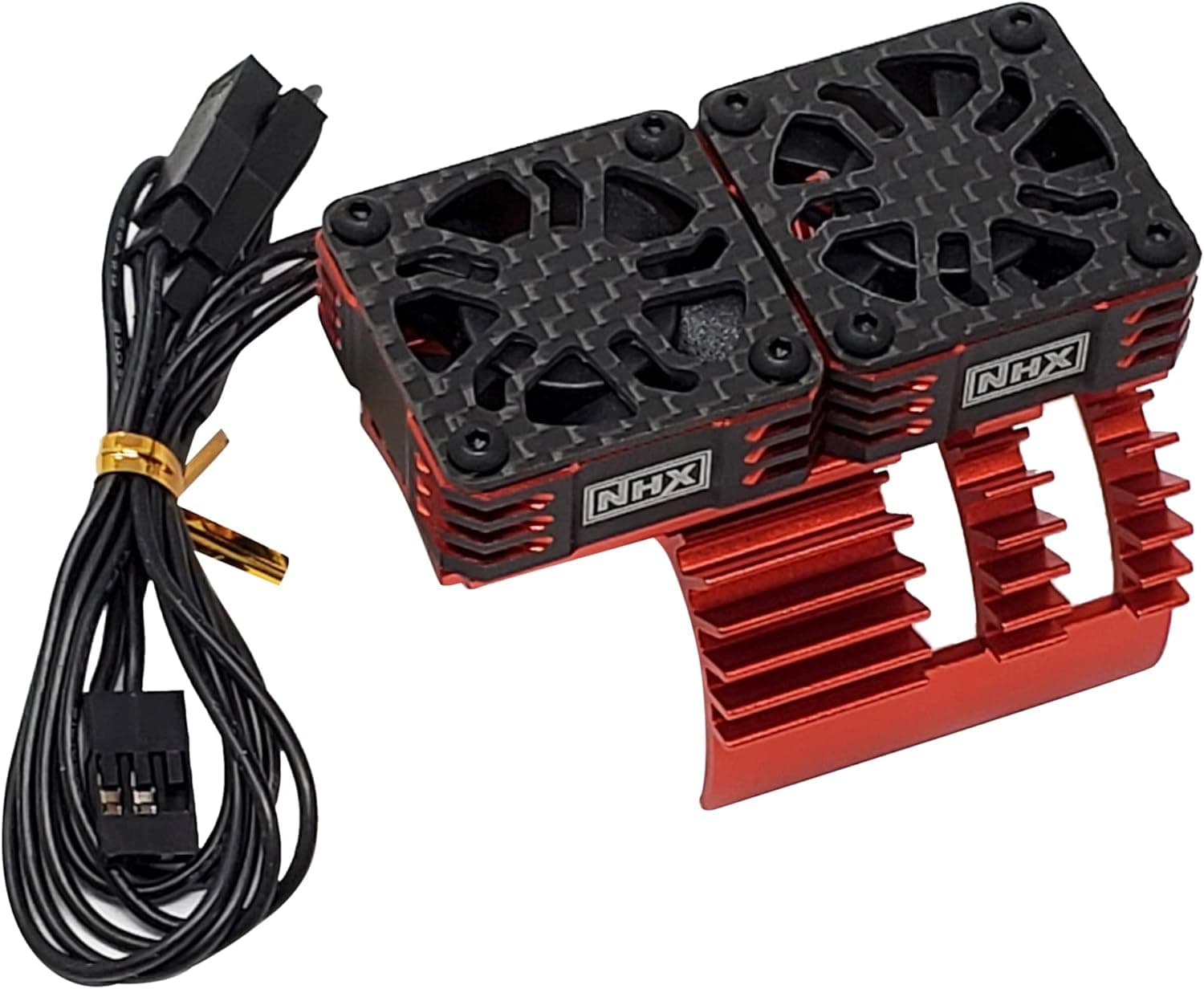 NHX RC 1/8 Twin Cyclone Alum HV Cooling Fans w/Cover 28000RPM Motor Heatsink Red