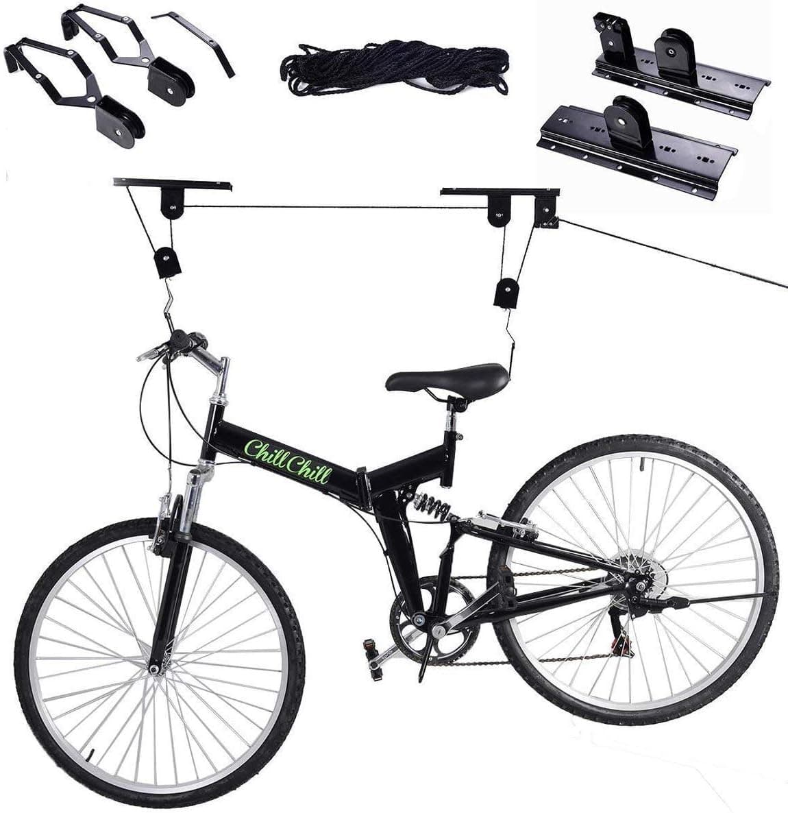 S AFSTAR Bike Lift Ceiling Rack Bicycle Mount Hoist Storage Garage Hanger Pulley