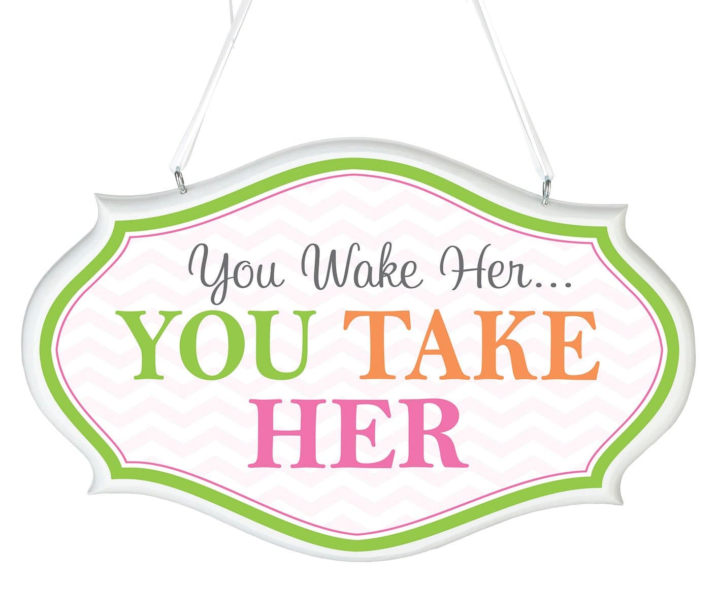 Lillian Rose You Wake Her Sign, Pink, 9.75" x 6.25"