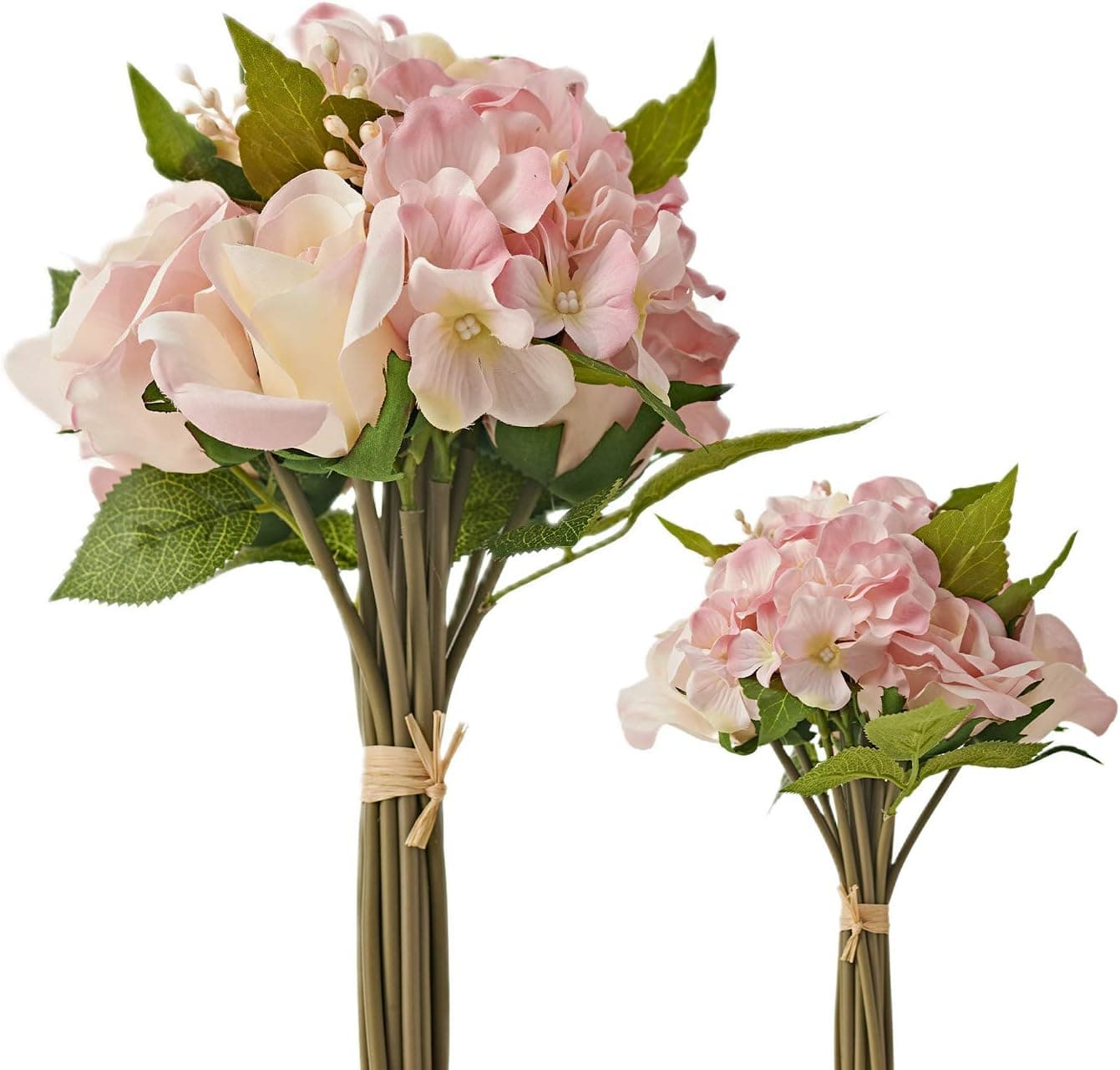 MOTINI 2 Packs Artificial Rose Flowers Bouquet 16 Heads Fake Flowers Silk Roses Arrangements Flowers for Home Bridal Wedding Party Festival Decor