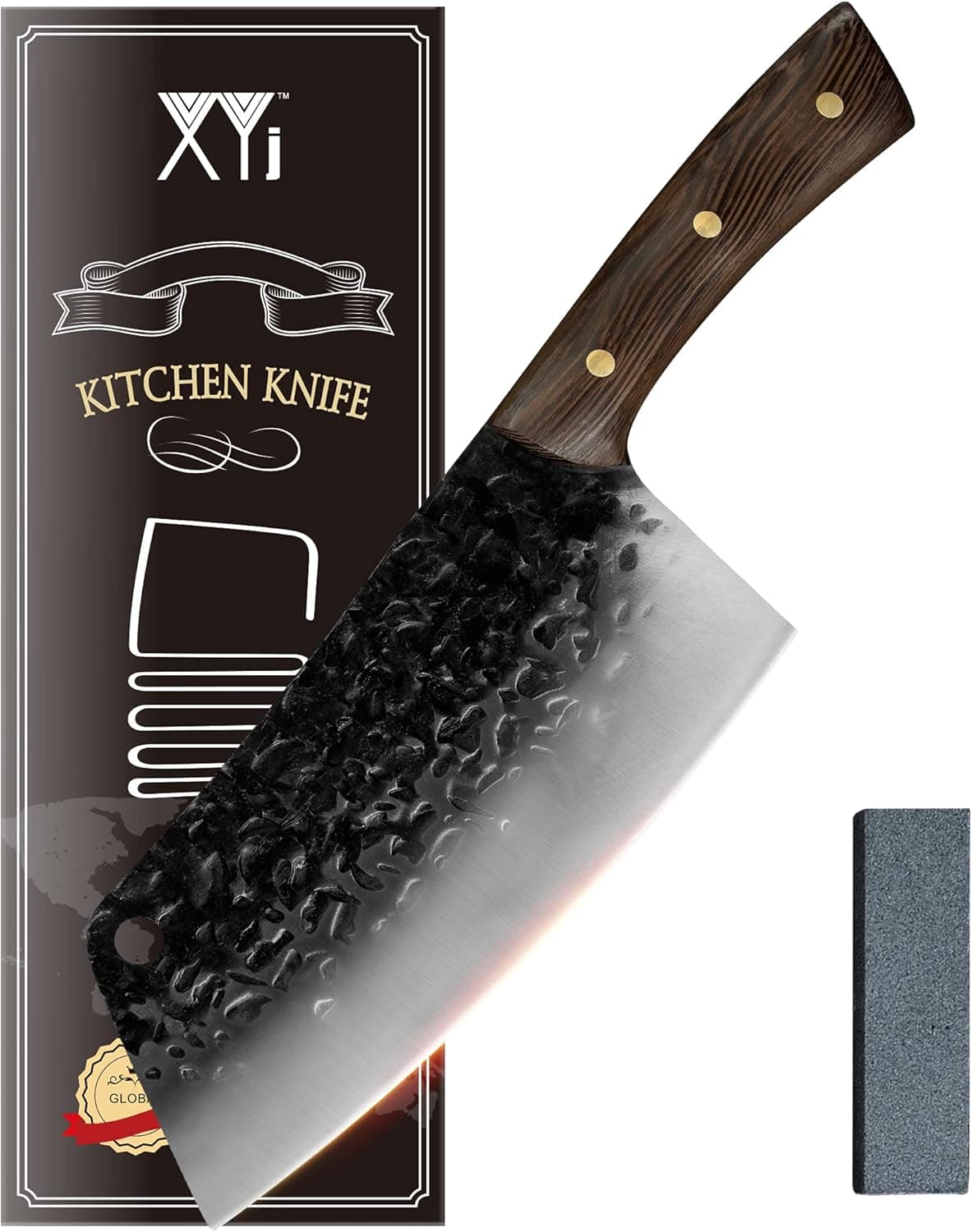 XYJ Professional Chef Knife 7.5 Inch High Carbon Steel Kitchen Knife Full Tang Handmade Butcher Knives for Home Kitchen Restaurant or Camping