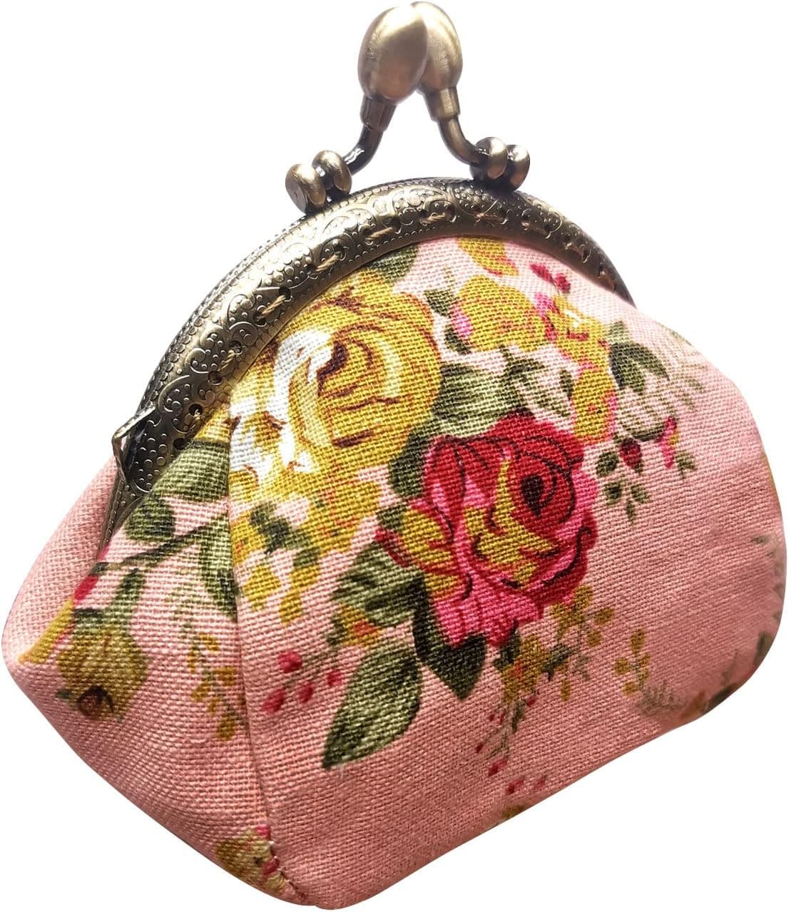 POPUCT Retro Women's Cute Classic Exquisite Buckle Coin Purse(pink)