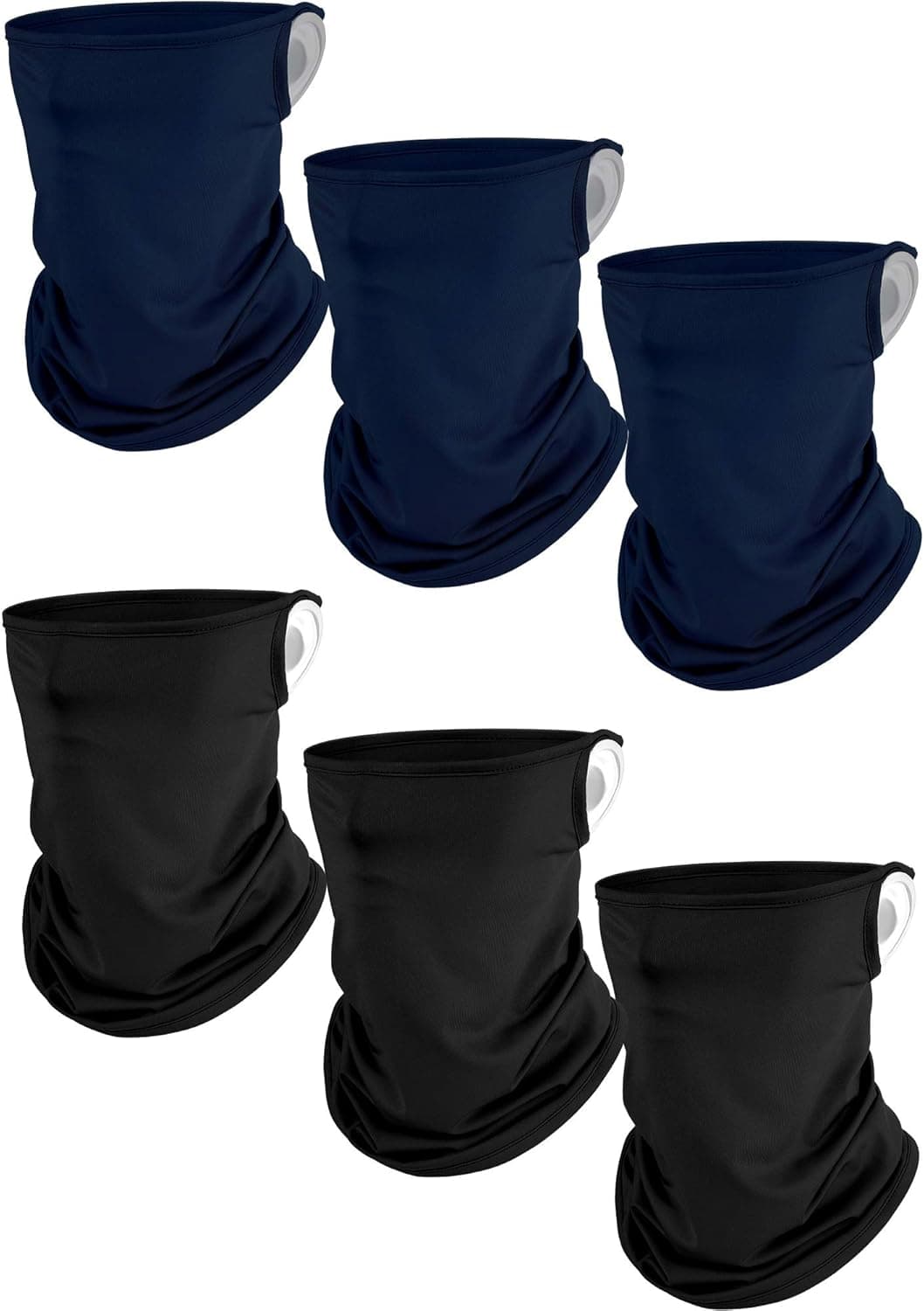 6 Pieces Summer Neck Gaiter Face Covers Non-Slip Milk Silk Face Scarf Balaclava Bandana (Black, Navy Blue)