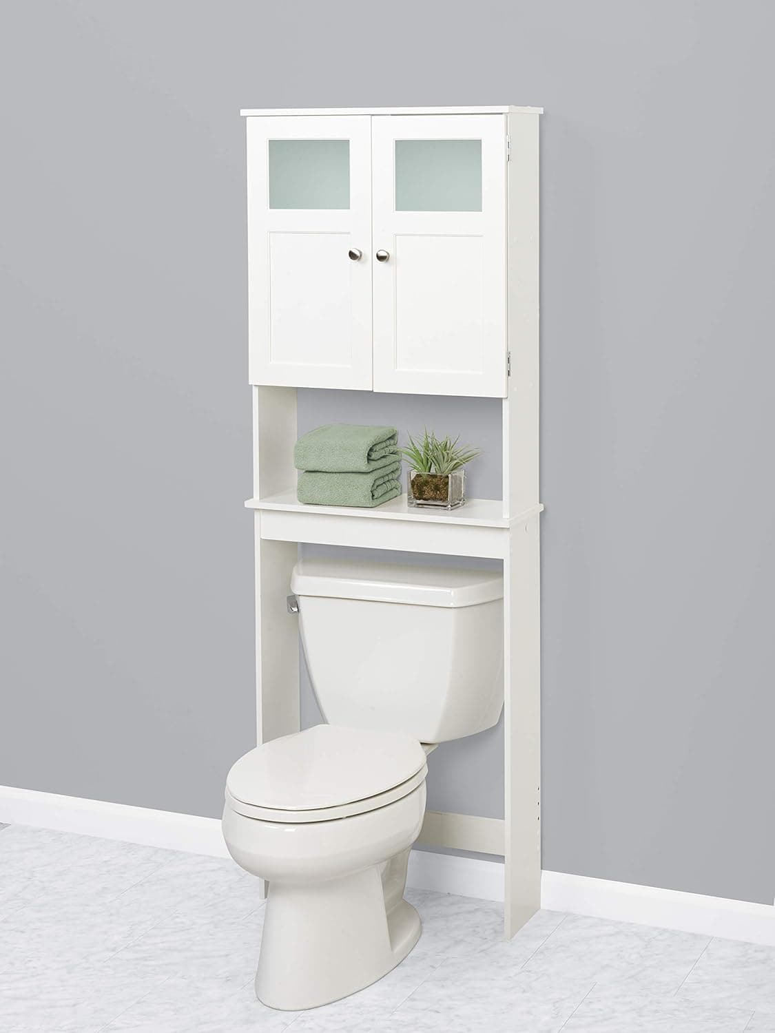Zenith Products White Wood Frosted Glass Window Spacesaver