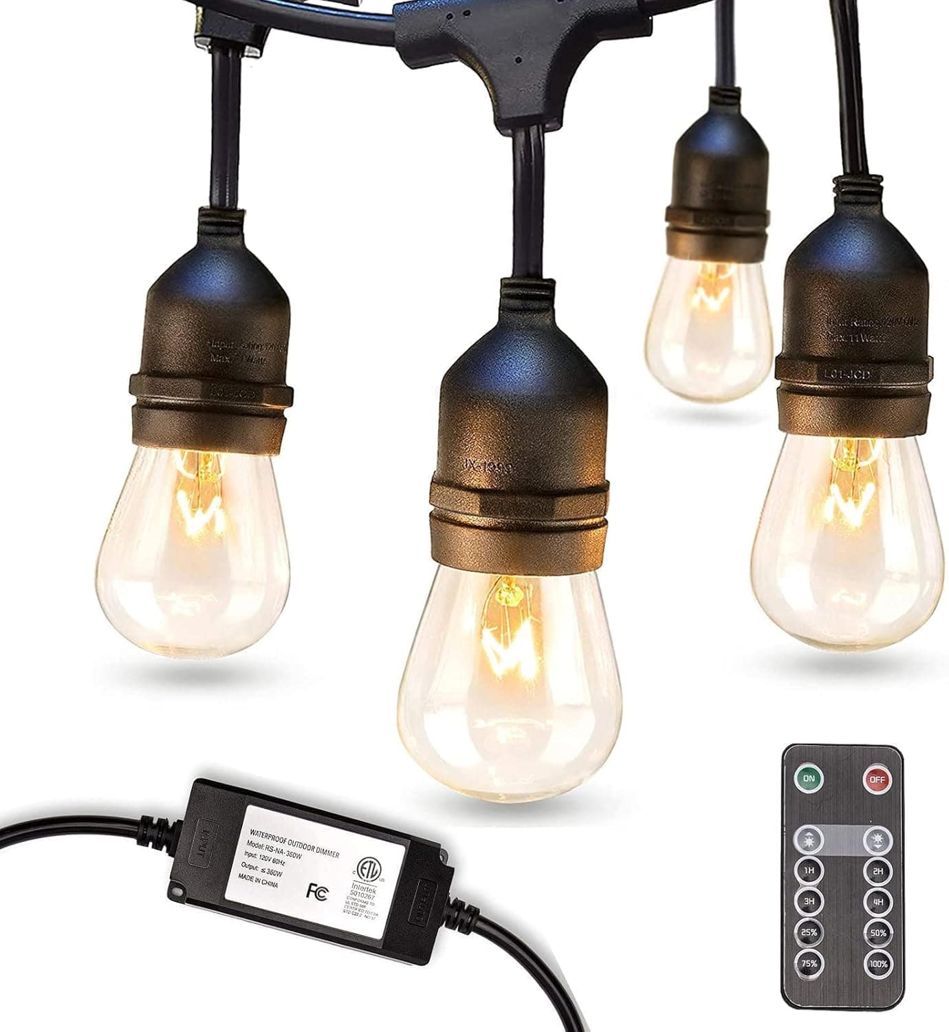 addlon 48 FT Outdoor String Lights and Dimmer for Outdoor String Lights