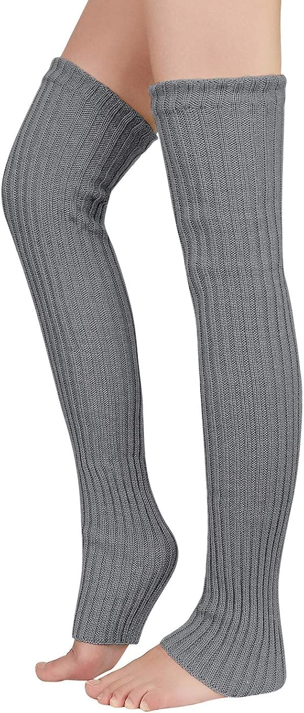 American Trends Leg Warmer for Women Winter Thigh High Socks Neon Leg Warmers Over Knee High Footless Sock for 80s Party Sports Yoga Gray