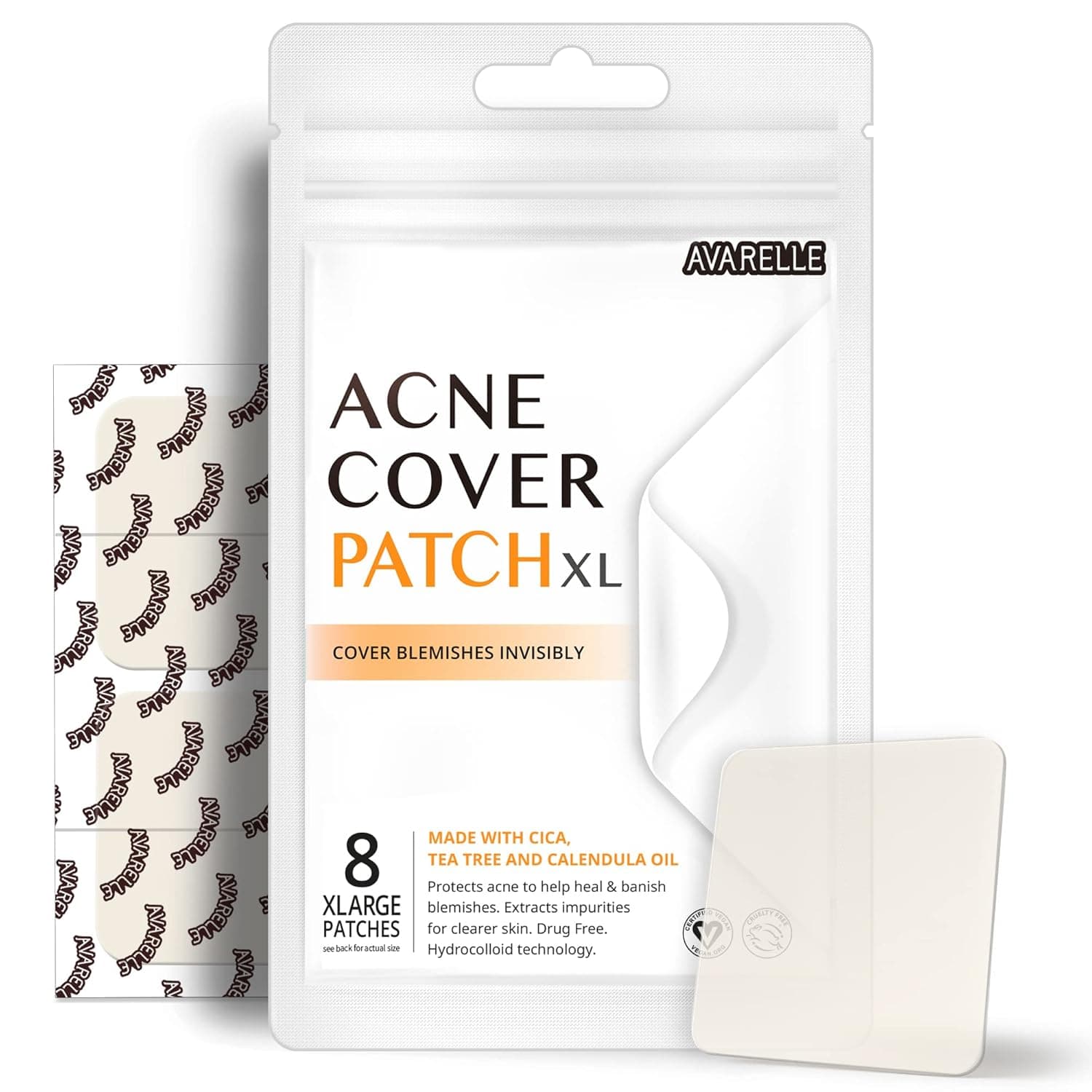Avarelle Clear Cover Patches - 8 XL Hydrocolloid Cover Patches (V2)