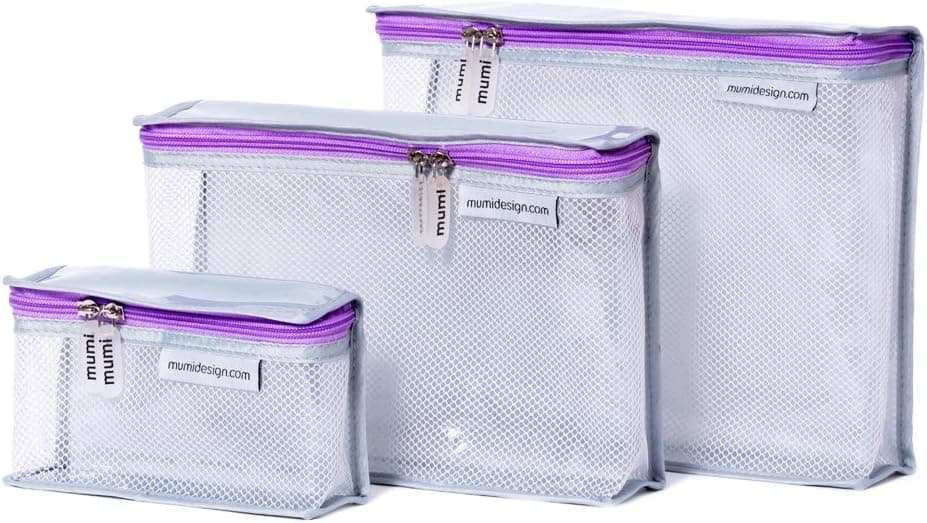 MUMI Toiletry Bag, See-Through Travel Toiletry Bag, Weather Ready Toiletry and Makeup Bag, 3 Durable Color-Coded Travel Toiletry Bag for Women