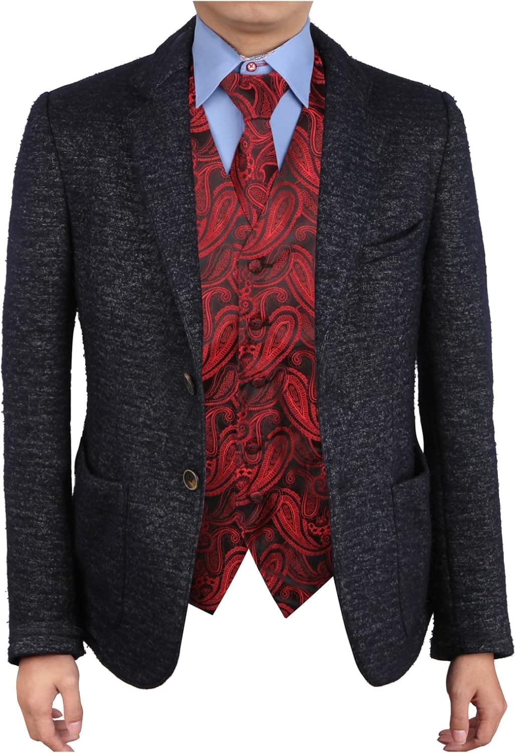 Epoint Men's Fashion Multi Style Paisley Vest Microfiber Mens Tuxedo Vest Neck Tie Set