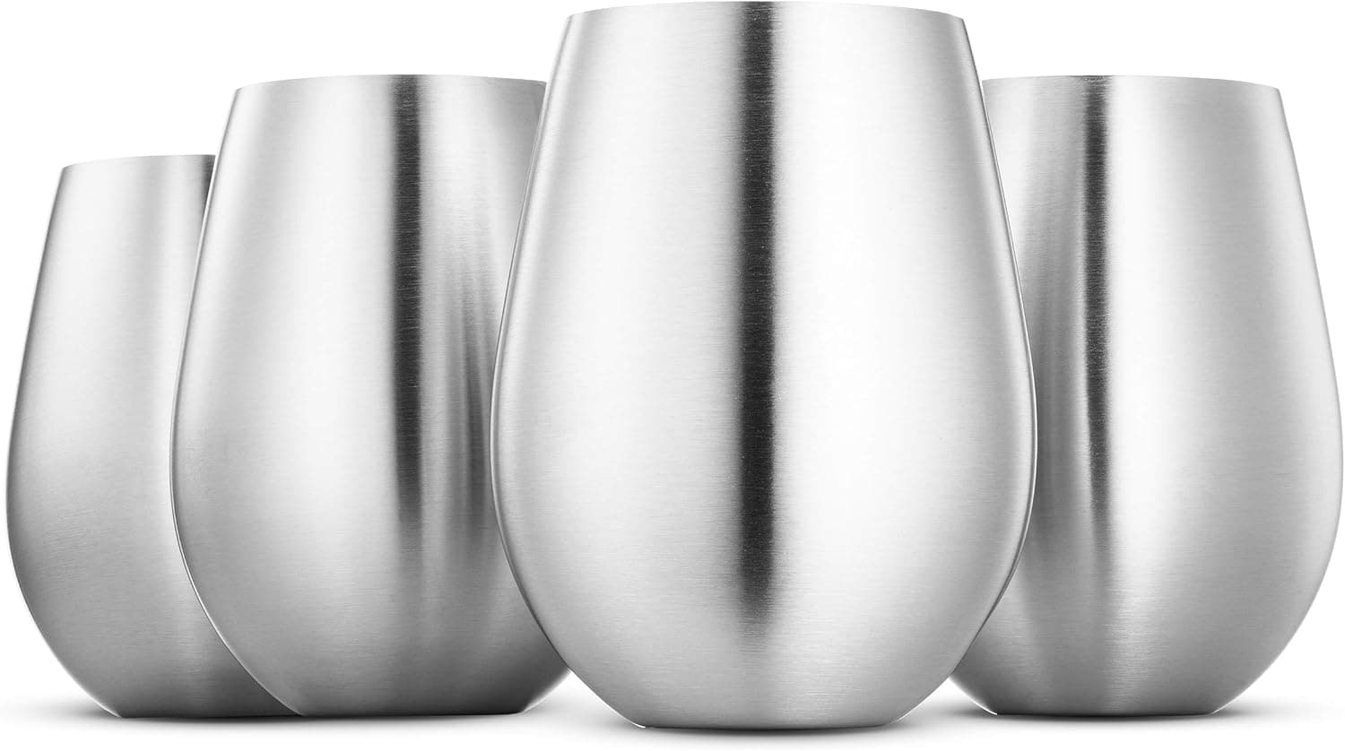 Klee Premium Stainless Steel Wine Glass – 18/8 Stainless Steel Wine Glass – Double Wall Vacuum Insulated Wine Glass – Unbreakable Wine Glass – Travel Wine Glass – 18 oz Wine Glasses, Set of 4