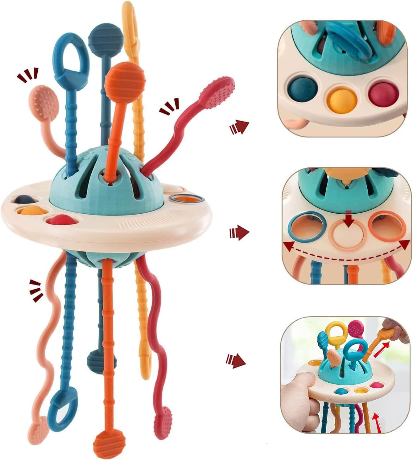 Baby Sensory Toys Montessori Pull String Learning Ropes with Simple Bubble &Sliding Balls for Motor Skills,Tactile Stimulation, Autistic Toys, Infants Toddlers Boys Girls 18+ Months Old