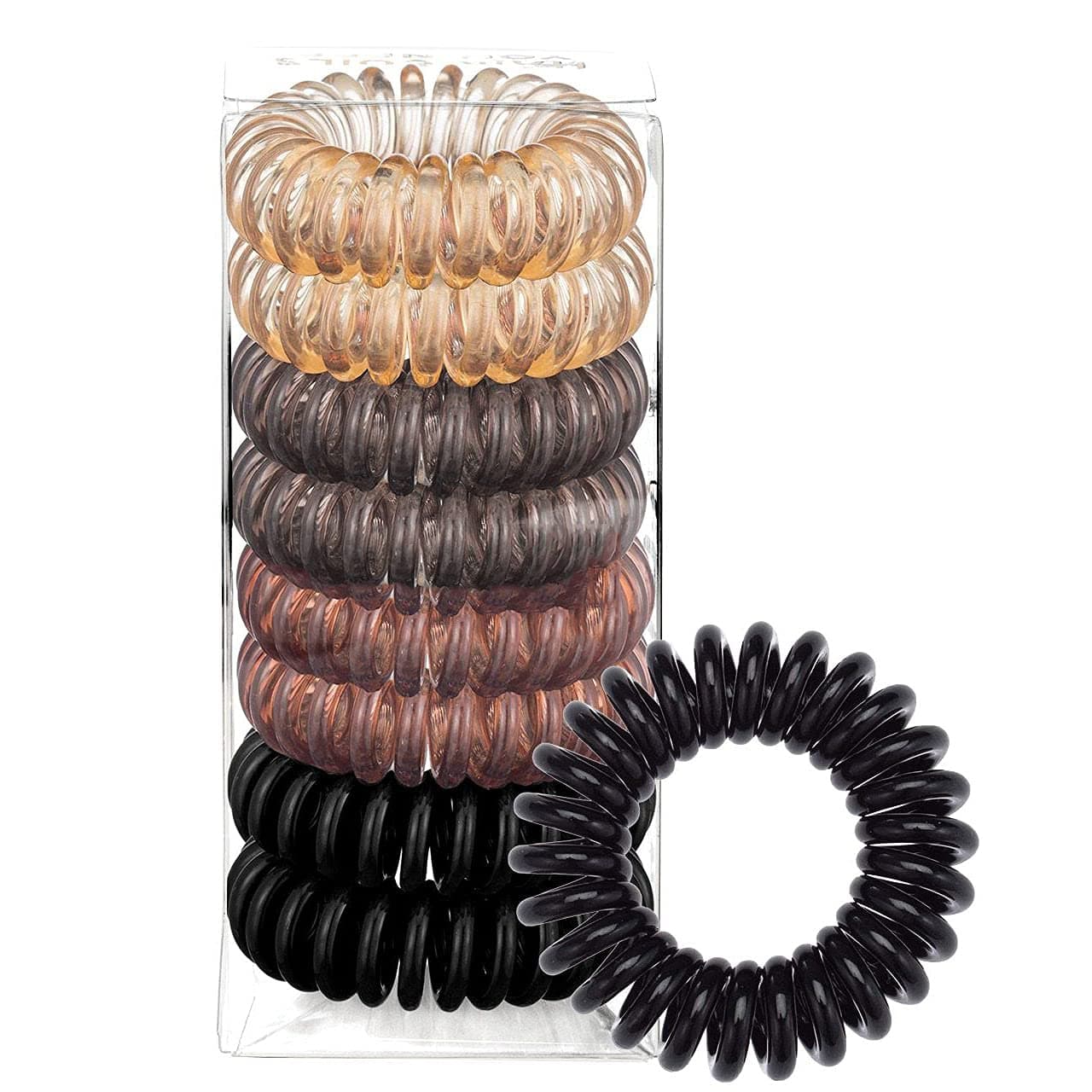 QEEPAN HUANTAITAI Spiral Hair Ties Coil Phone Cord Ponytail Coils No Crease for Thick 8PCS Holder Women Multicolor 1.57 x 0.4 Inch