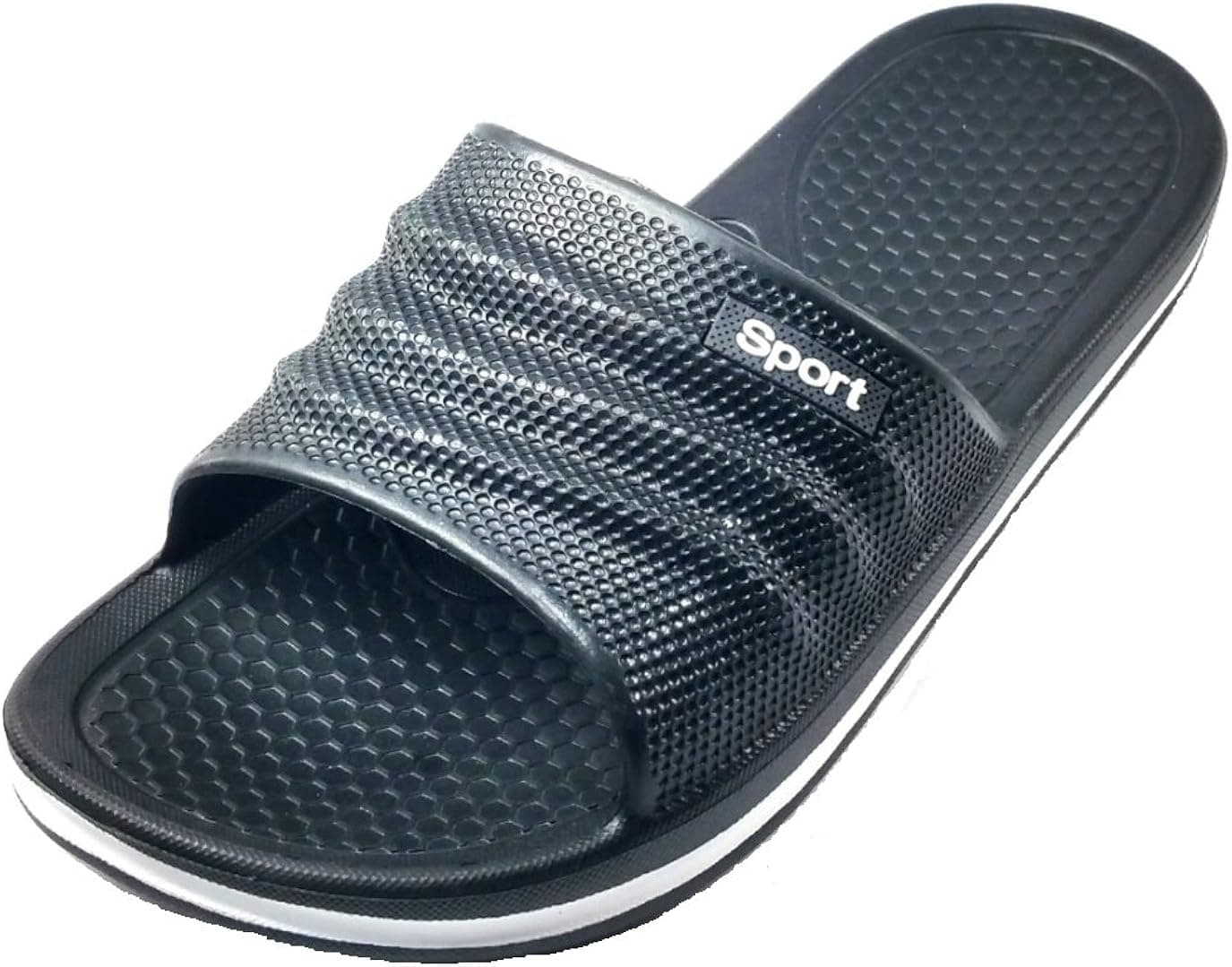 BNC Men's Rubber Sandal Slipper Perfact Cushion Shower Beach Shoe Slip on Light As a Feather (10, Black)