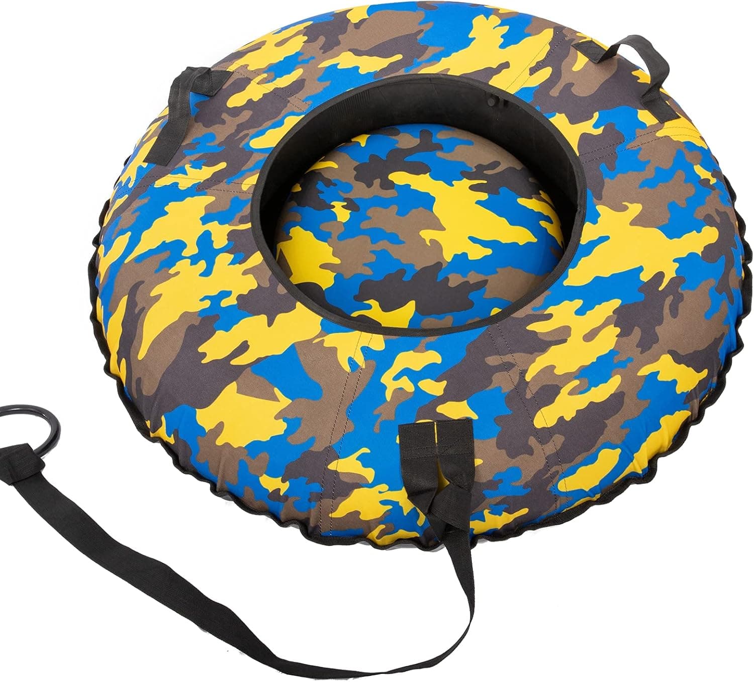 Camouflage Winter Inflatable Snow Tubes- Extra Large Towable Snow Sled Heavy Duty Inflatable Tube Snow Rider with Double-Handle & Pulling Rope & Safety Seat Cushion for Kids and Adults