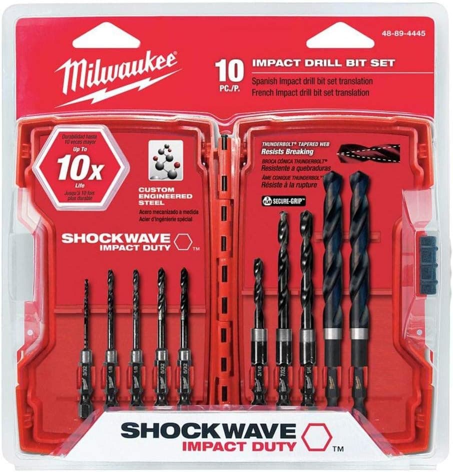 10-Piece Shockwave Hex Shank Drill Bit Set