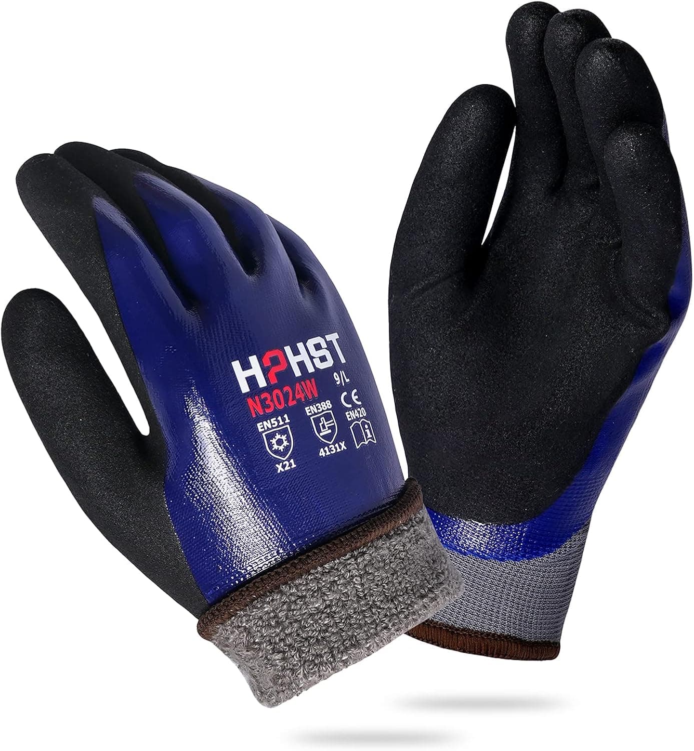 Winter Waterproof Work Gloves,HPHST Heavy Duty Oil Resistant Gardening Gloves with Nitrile Coating 1 Pair