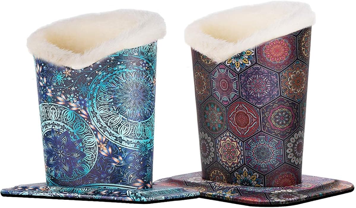 2 Pcs Eyeglass Holder Stands, PU Leather Glasses Holder Case Velvet Plush Fluffy Lined Eyeglasses Holder