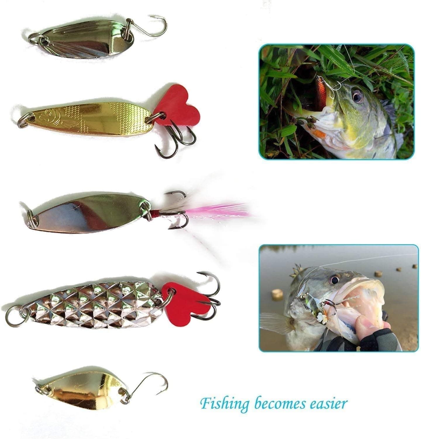 Ceslysun Fishing Lures Bionic Bass Trout Salmon Pike Fishing Lure Frog Lures Minnow Popper Pencil Crank Soft Hard Bait Fishing Lure Metal Spoon Jig Lure