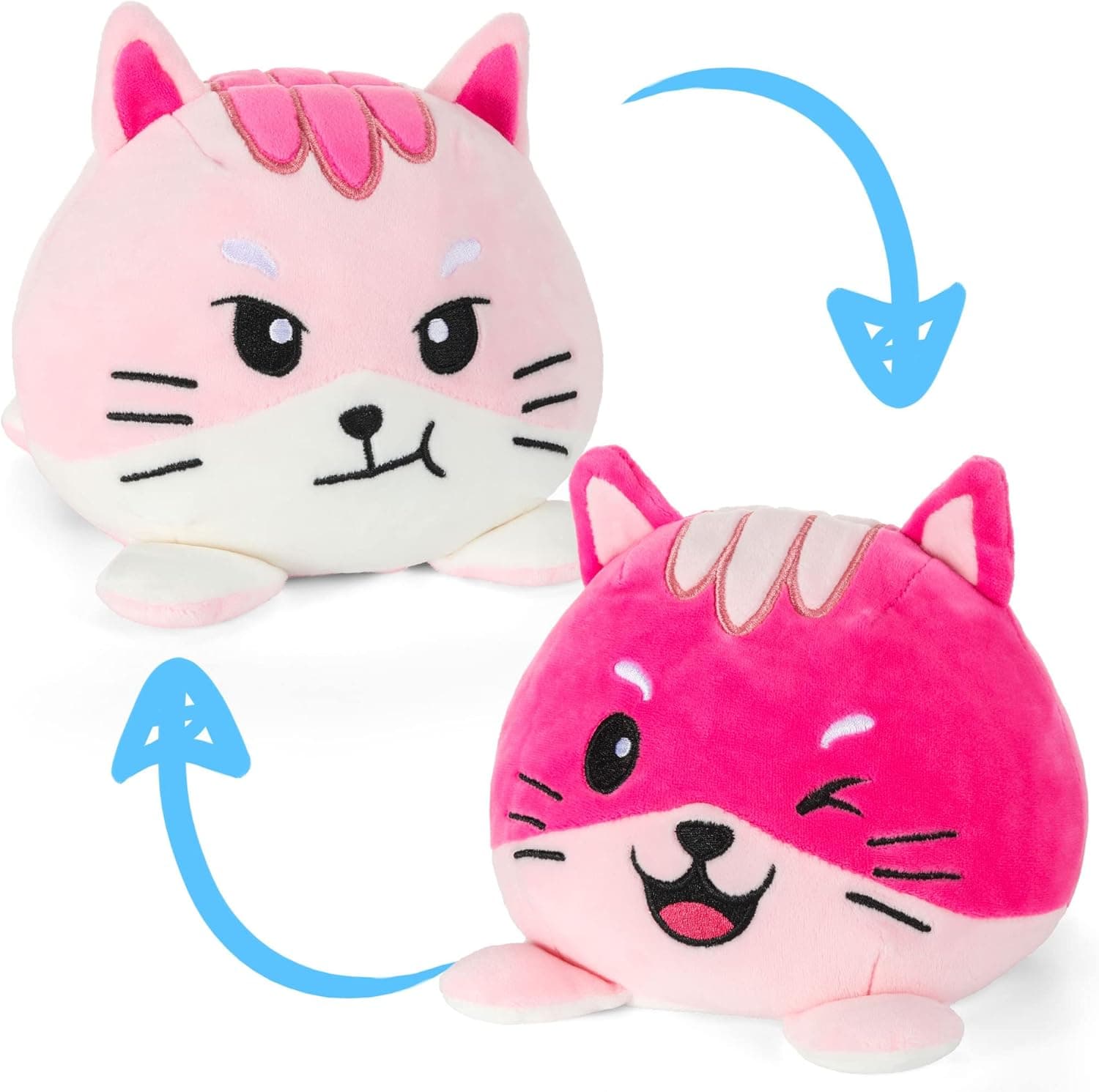 Reversible Cat Plushie Cute Stuffed Animals Flip Baby Super Soft Plush Toy Show Your Happy Sad Mad Angry Mood Without Saying a Word
