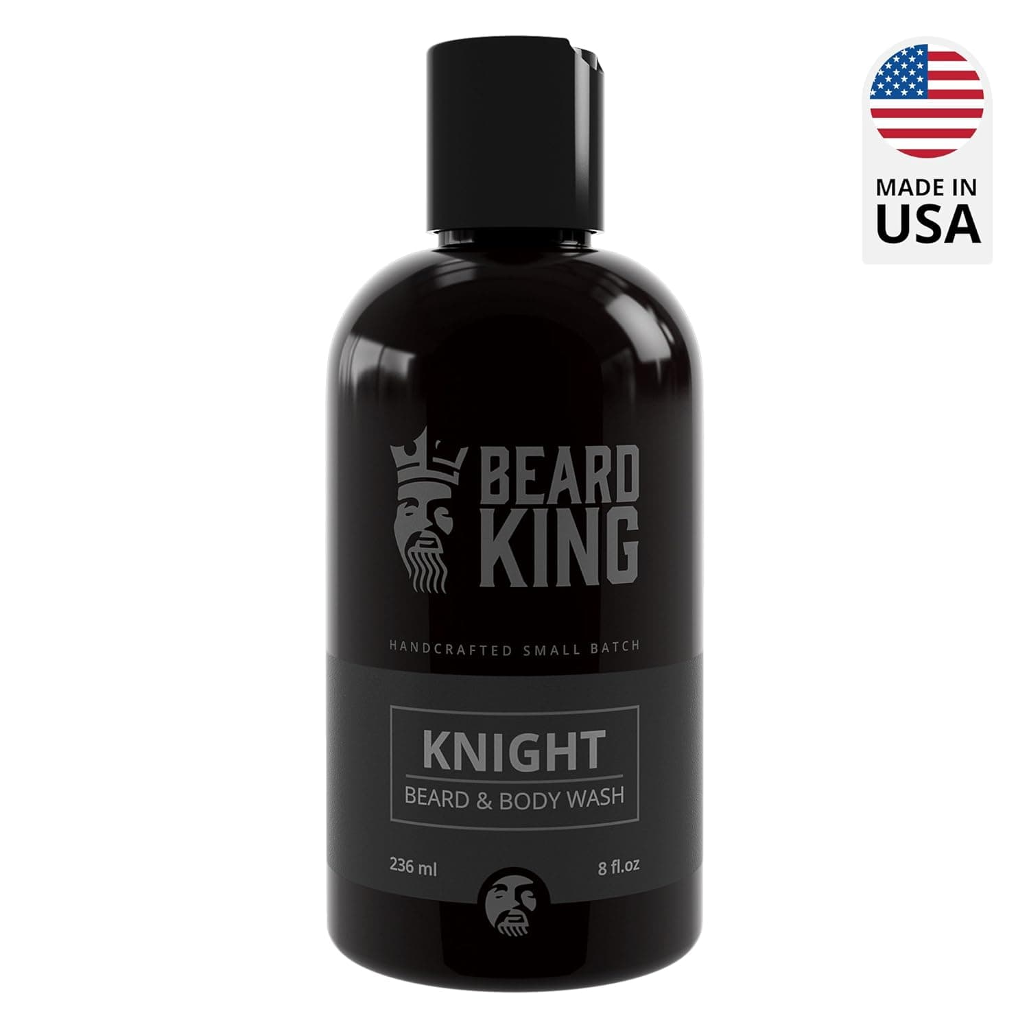 BEARD KING - Beard & Body Wash - Knight - 100% Natural, Moisturizing Wash for Men, Delivers Nutrients & Vitamins to Nourish Facial Hair and Promote Growth, Made in USA - 8 oz. (Knight)