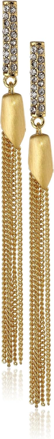 Vince Camuto Pave Tassel Gold Drop Earrings