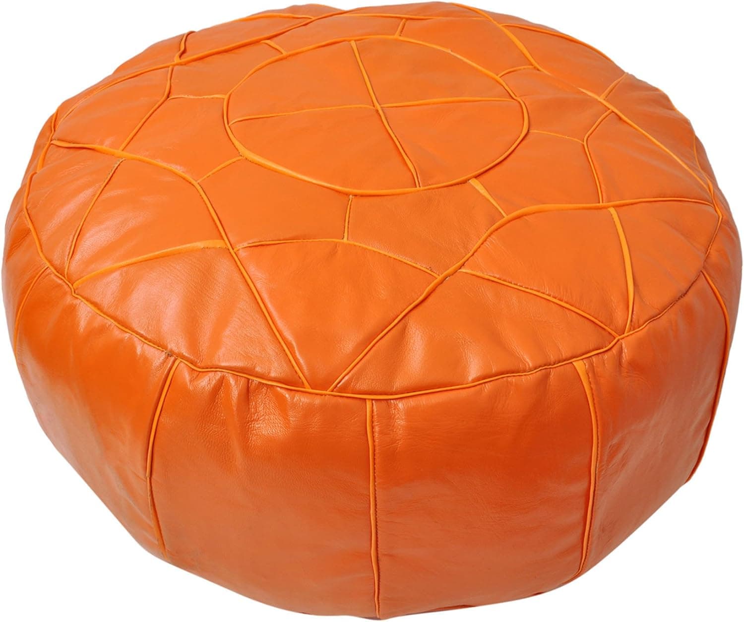 CraftsOfEgypt Egyptian Morrocan Handmade Genuine Leather Ottoman Pouf, Large