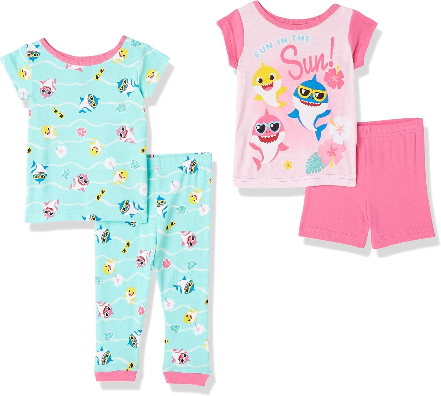 Baby Shark Baby Girls' Paw Patrol Blue's Clues & You 4-Piece Snug-fit Cotton Pajamas Set