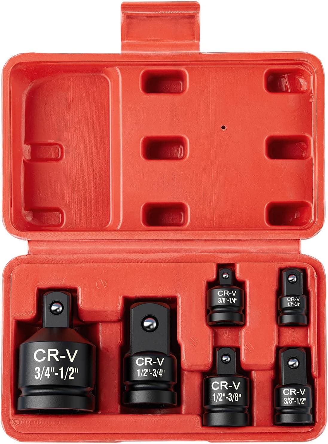 Avhrit 6 Piece Impact Socket Adapter Set, 1/4", 3/8", 1/2", 3/4" Drive Impact Adapter Set and Reducer Set, Premium CR-V Steel Made, Square Drive