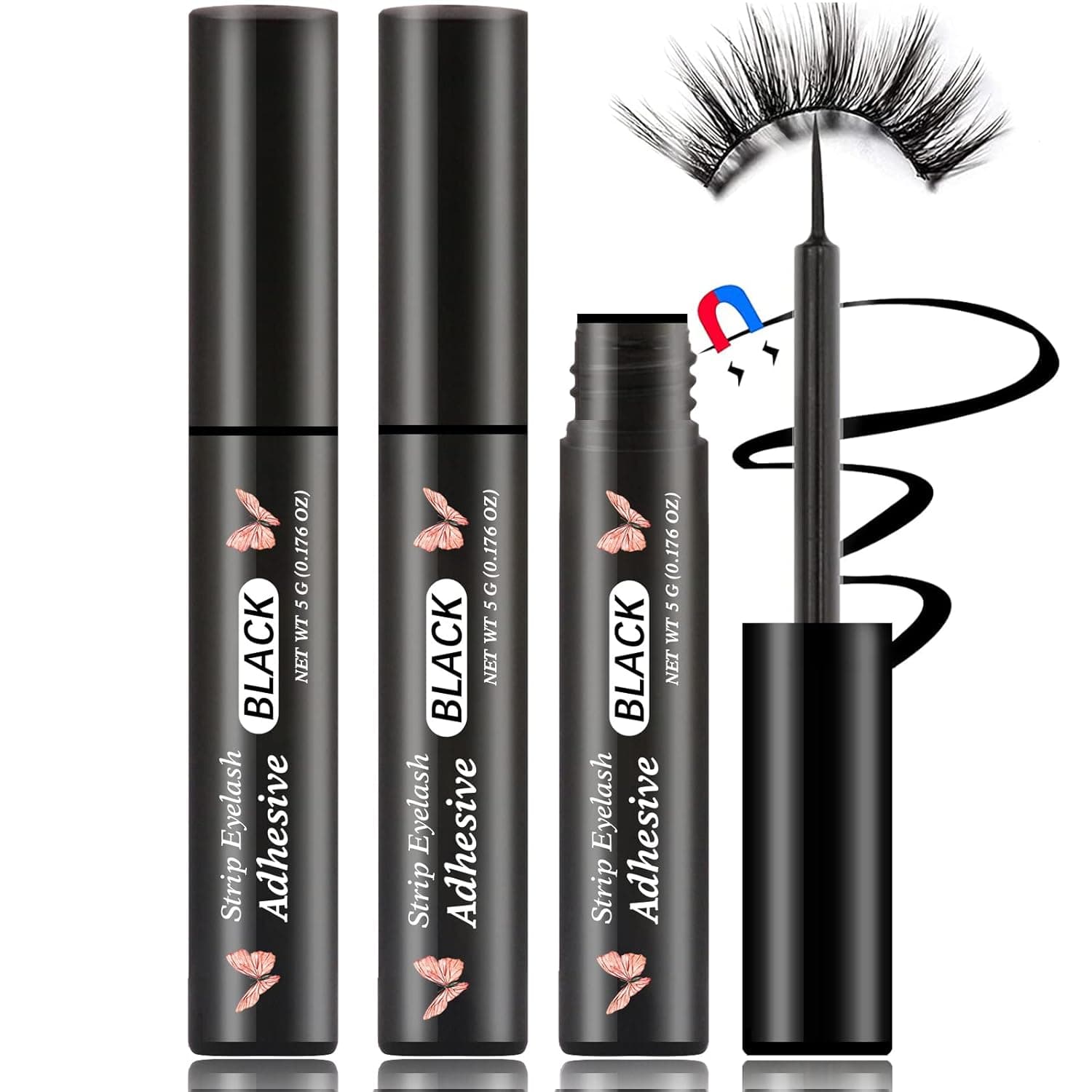 Magnetic Eyeliner, Smudge Resistant Magnetic liner,Works with All Magnetic Eyelashes,No iron powder and Natural Look,Easy to apply and No Glue needed(3PCS, Classic Black)
