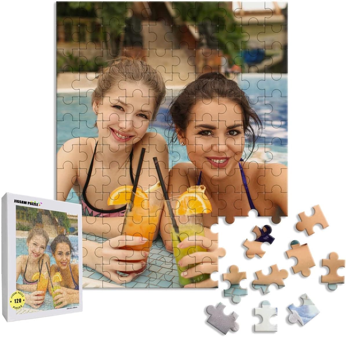 MXCUSTOM Custom Wooden Jigsaw Puzzle 120 Pieces, Customized Personalized Jigsaw Puzzles with Photo Image Text Picture for Adult & Child Design Your Own Puzzle Portrait Vertical (PUZ-120)