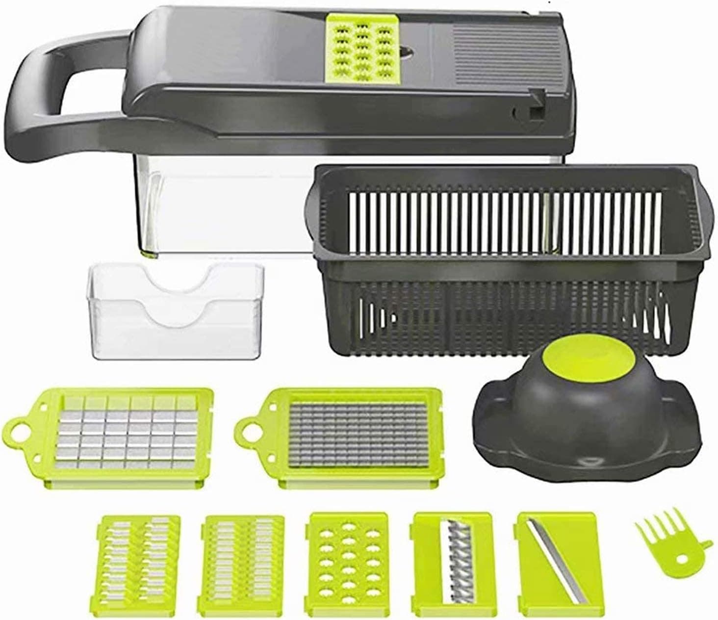 Vegetable Chopper Onion Chopper,12 -in -1 Onion Chopper Fruits Cutter Mandoline Slicer Food Chopper/Cutter with 7 Stainless Steel Blades, Adjustable Slicer & Dicer with Storage Container…
