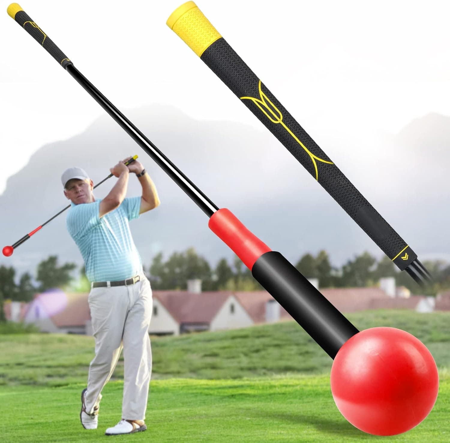 LZFAN Golf Swing Trainer Aid, Improve Flexibility Tempo, Speed Rhythm, Balance and Strength Training Weighted Warm-Up Sticks Golf Swing Practice Golf Club Golf Practice Equipment 47 inch