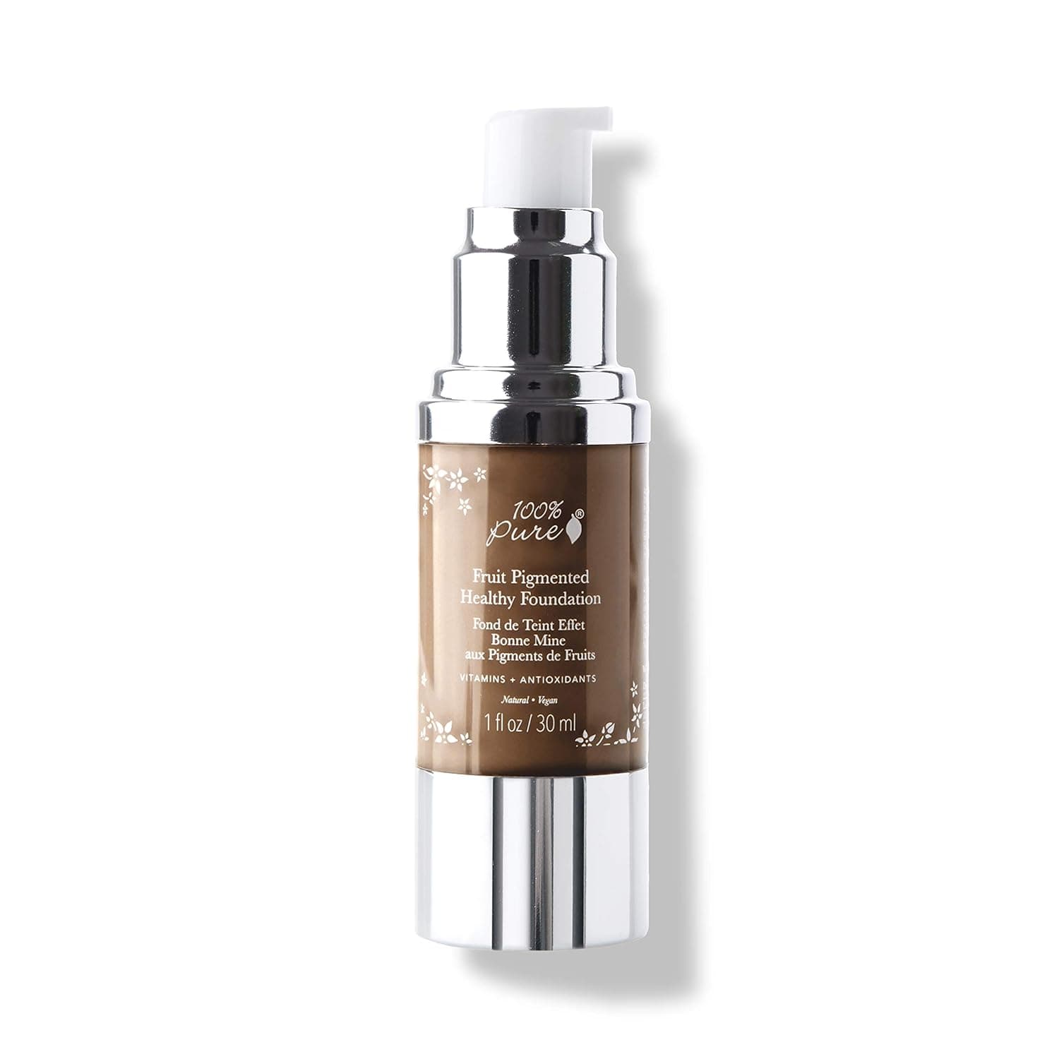 100% PURE Fruit Pigmented Healthy Foundation, Cocoa, Liquid Foundation Makeup, Anti-aging, Full Coverage, Matte Finish, Vegan Makeup - 1 Fl Oz
