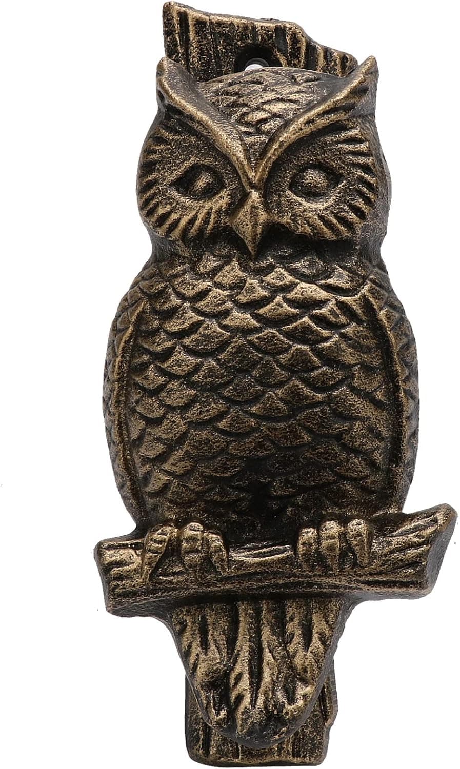 Perched Owl Front Door Knocker - Cast Iron Rustic Style