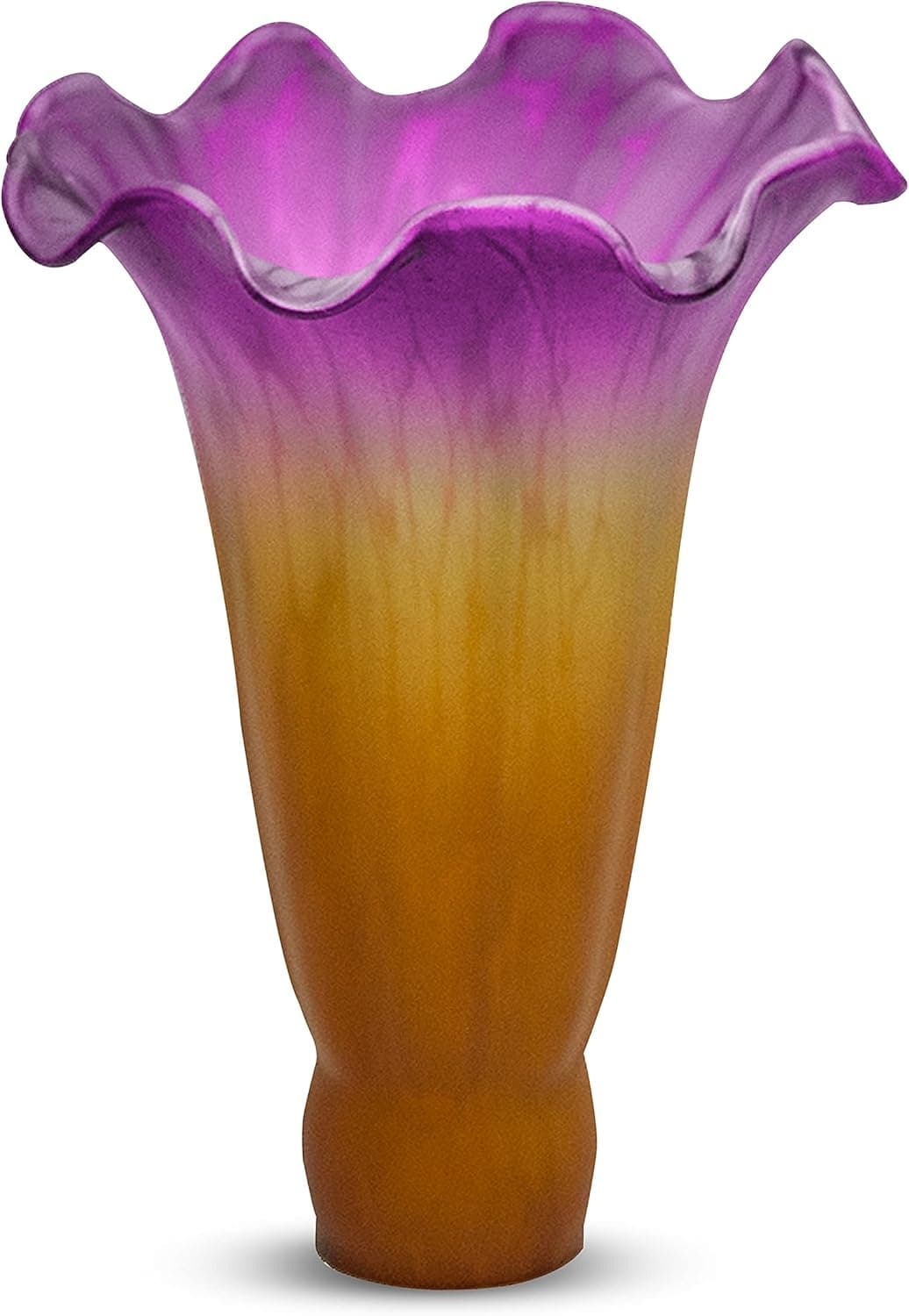 OhLectric Large Tulip Flower Glass Lamp Shade - Tiffany Styled Light Shades - Lily Lamp Replacement Shades - Tulip Light Shades - Easy To Install - Contemporary Decor - Amber & Purple - OL-42902
