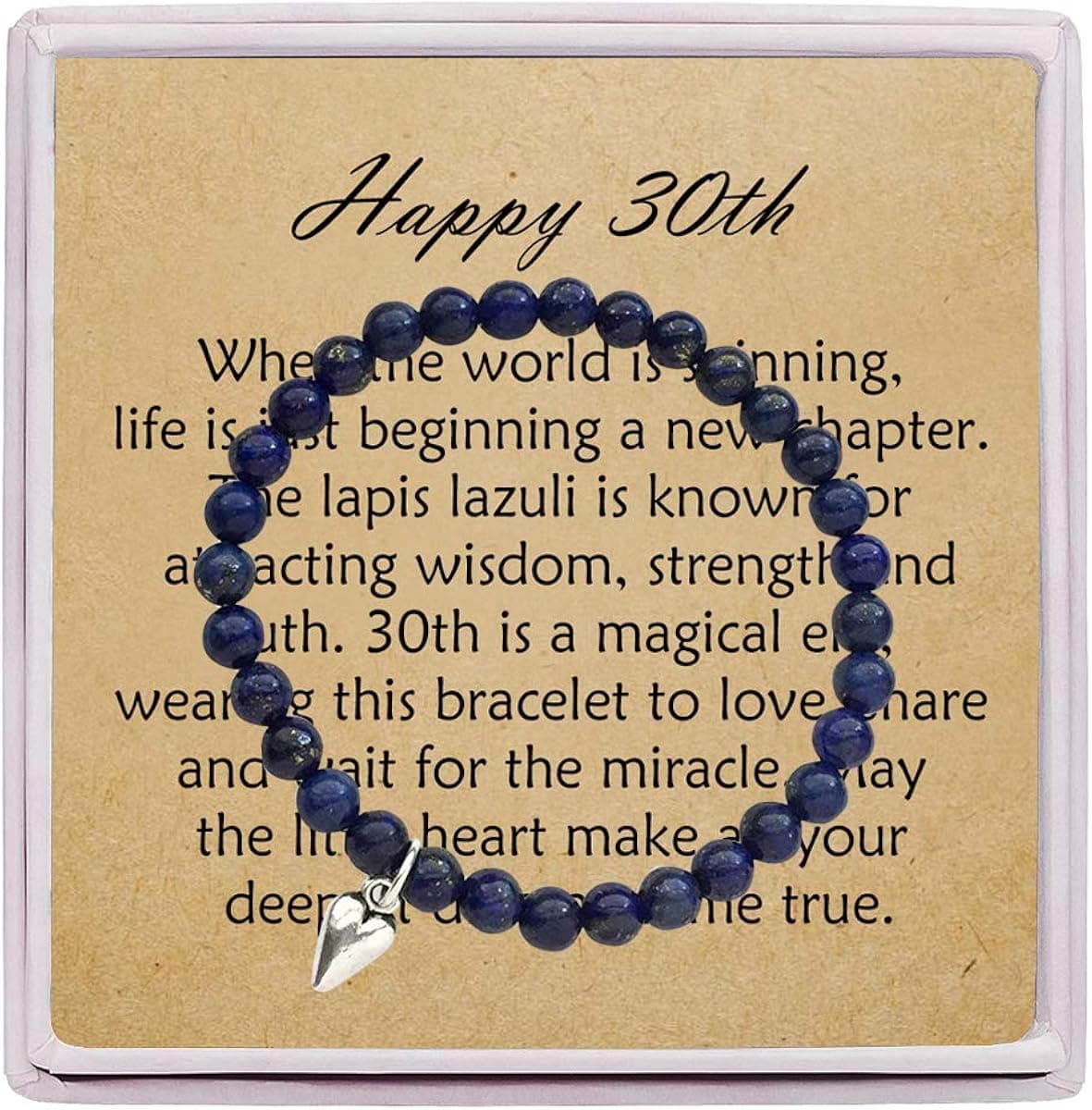 OFGOT7 30th Birthday Gifts for Women Turning 30 – Bead Bracelet with Message Card & Gift Box - Thirtieth