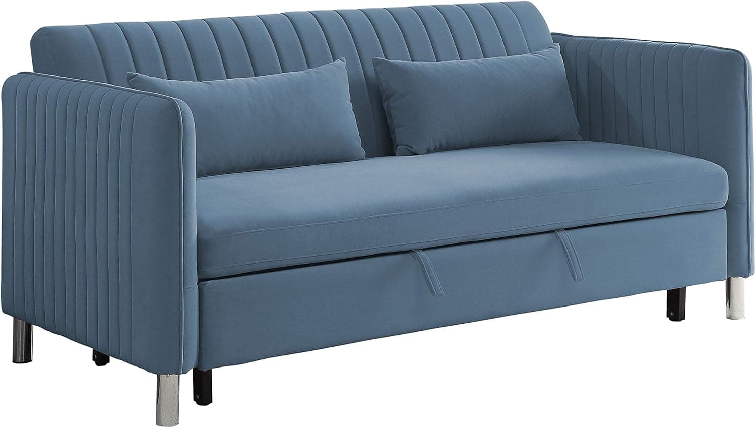 Lexicon Oakhill Velvet Convertible Studio Sofa with Pull-Out Bed, 72" W, Blue