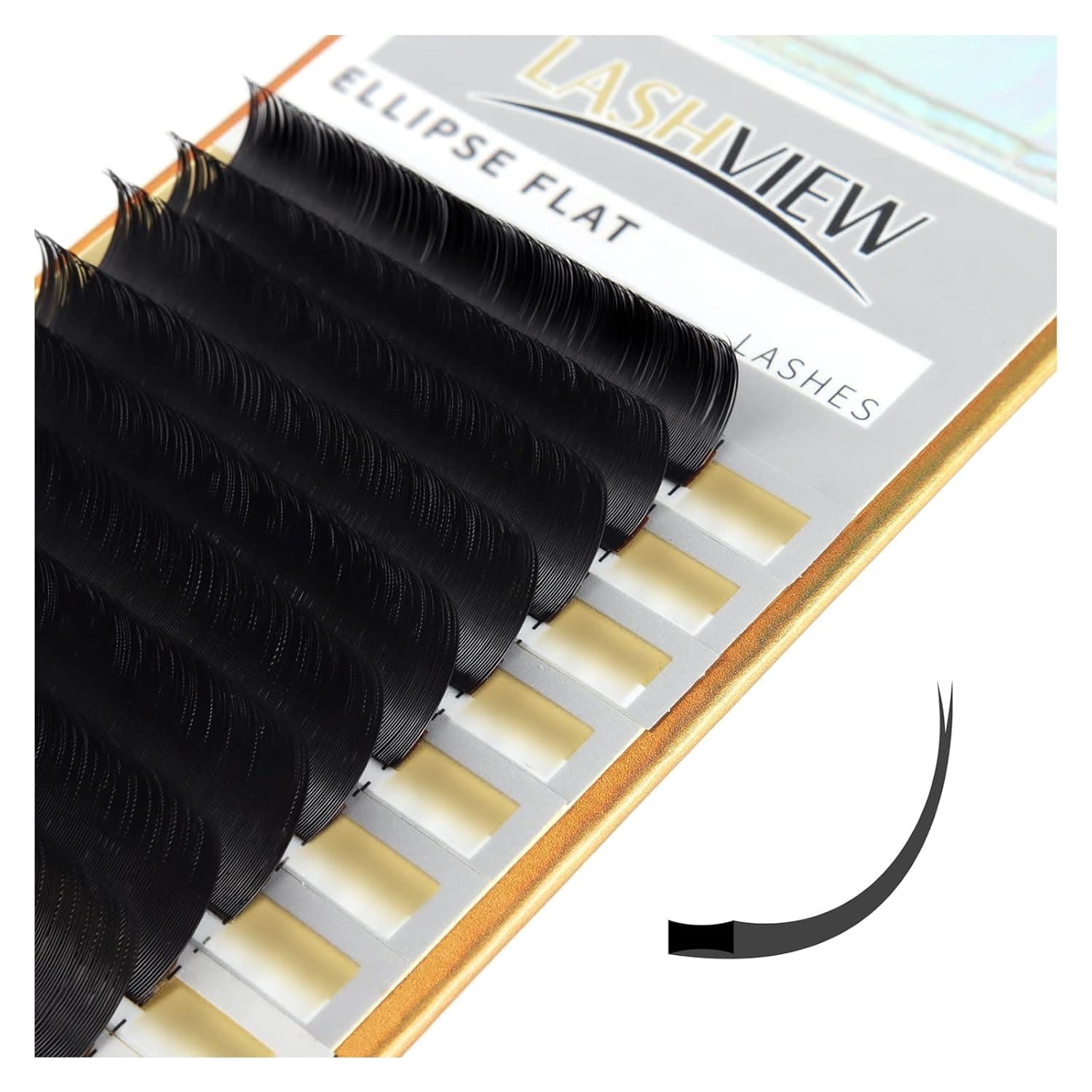 LASHVIEW Eyelash Extension,Ellipse Flat Eyelash Extensions,Individual Lashes,0.15mm C Curl 13mm,Lash Extension,Semi-Permanent,Extremely Light & Soft,Professional Salon Use.
