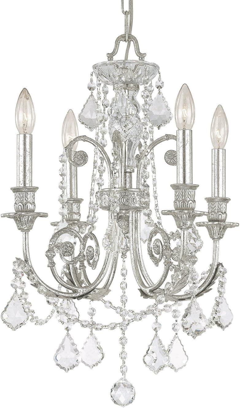 Crystorama 5114-OS-CL-MWP Crystal Accents Four Light Mini Chandeliers from Regis collection in Pwt, Nckl, B/S, Slvr.finish,