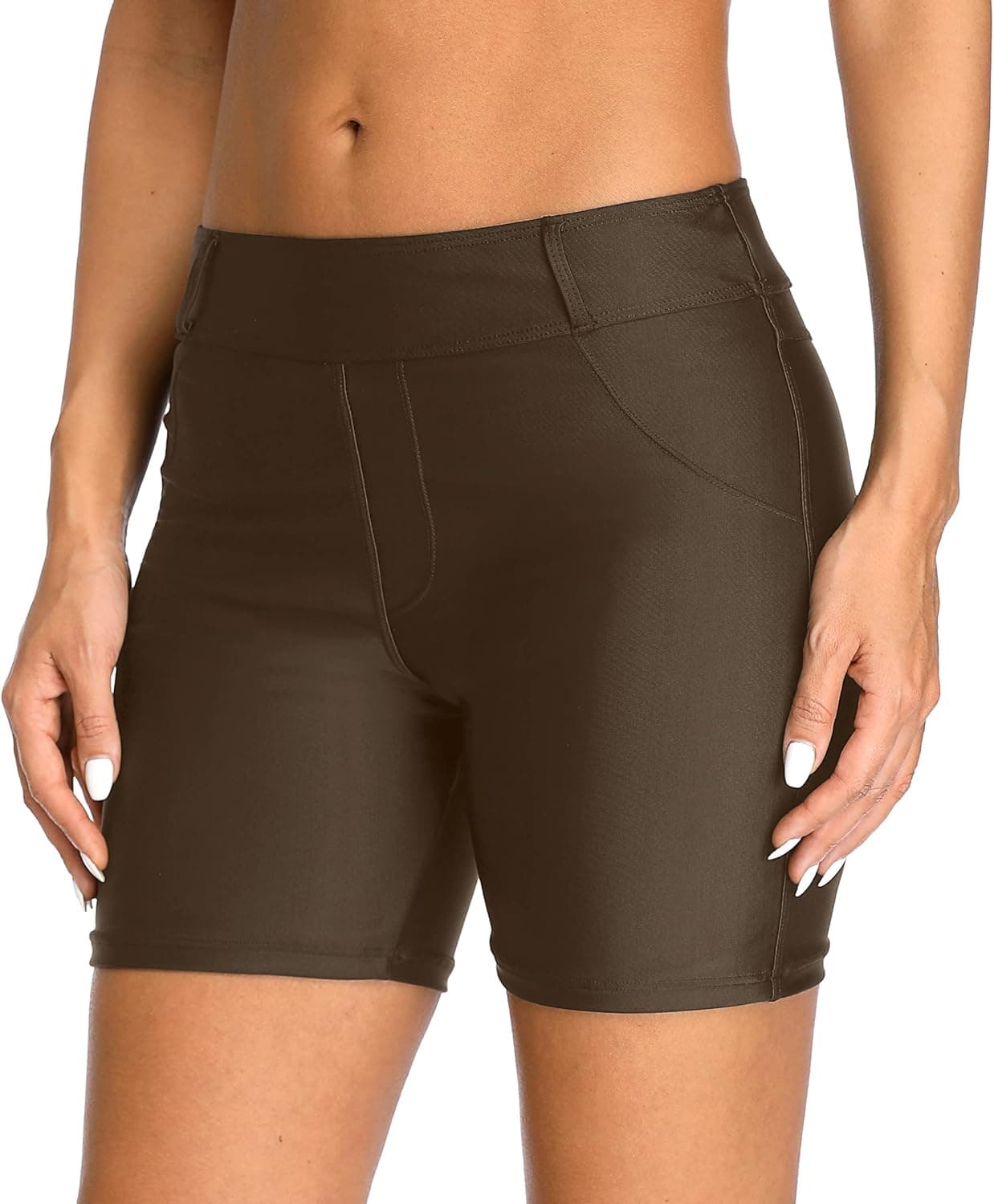 ATTRACO Womens Swim Shorts High Waist Swimsuits Shorts Swim Short with Pockets