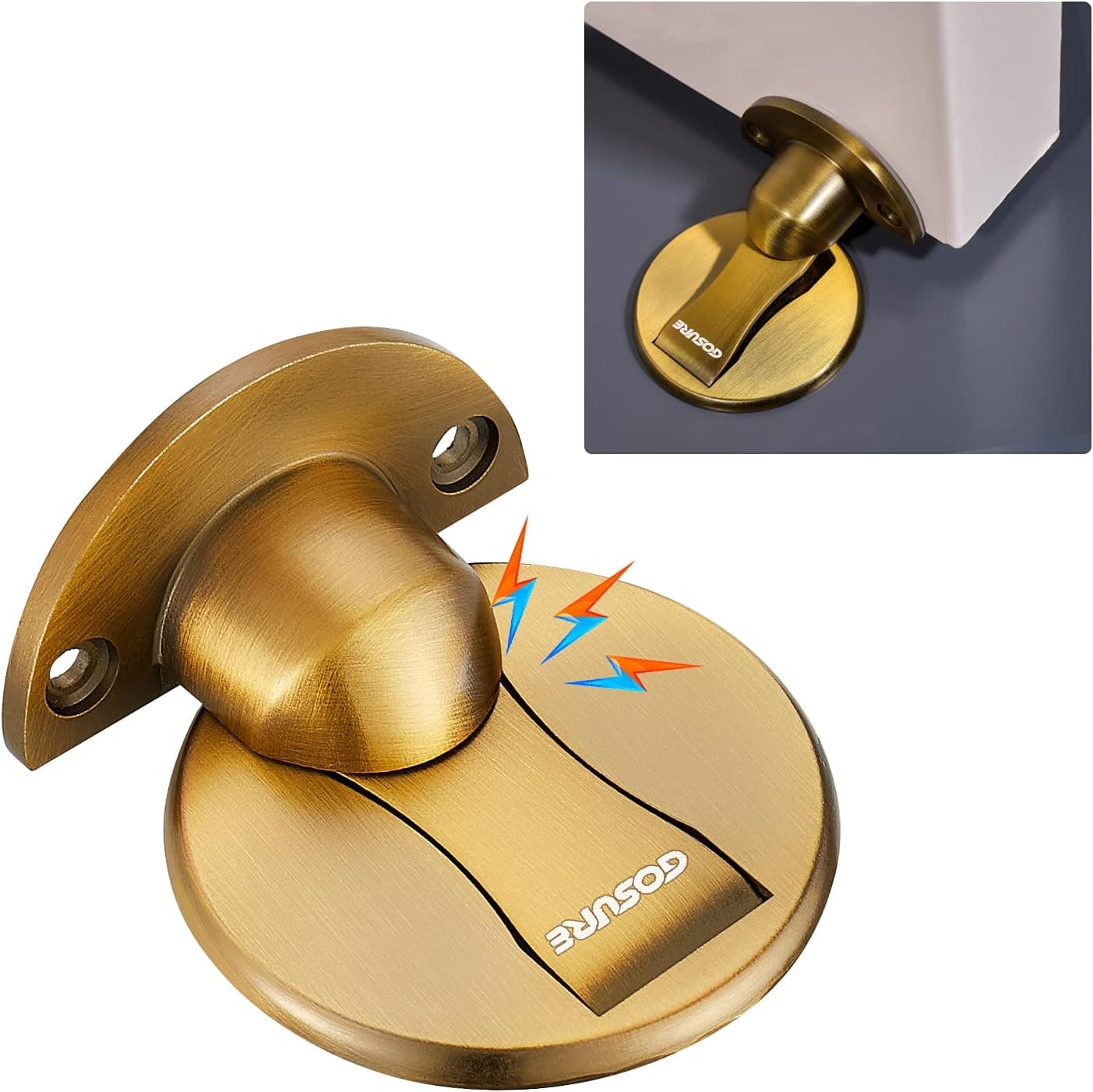 Floor Mount Magnet Door Stopper - Invisible Magnetic Door Stop, Magnets Door Stops Wall Prop Hold Open Doorstop, with 3M Adhesive No Drilling, for Home Office Bedroom Door Stop