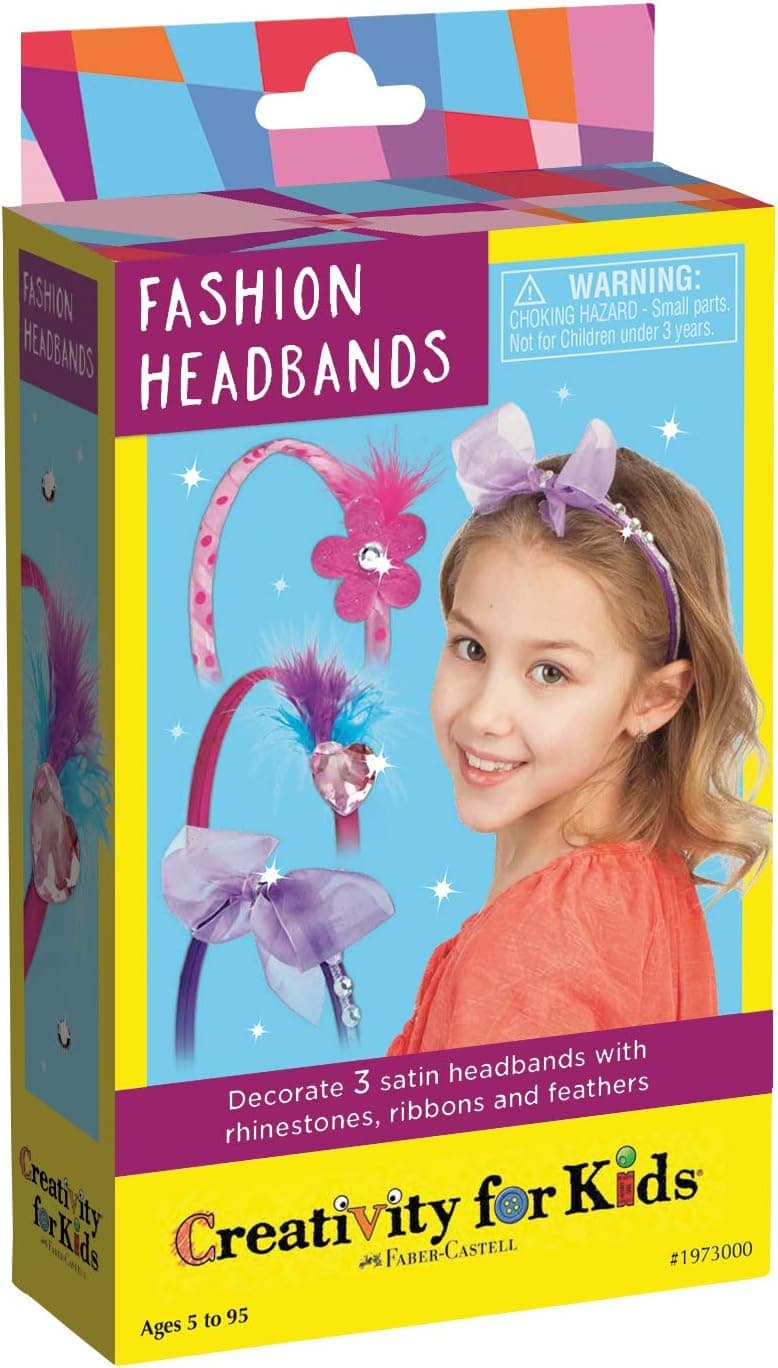 Creativity for Kids Fashion Headbands Mini Craft Kit - Makes 3 DIY Hair Accessories Girls (New Packaging), Multi
