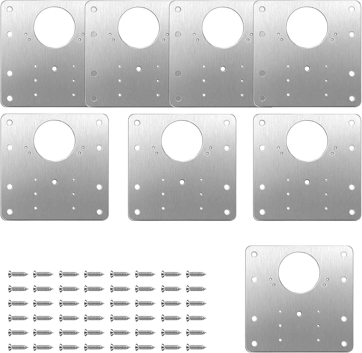 Hooney 8 Packs Cabinet Hinge Repair Plate,Stainless Steel Hinge Repair Plate Kit for Wood,Furniture,Shelves,Cabinet,Protect Wooden Kitchen Cabinet Door & Furniture,Easy Installation(with Screws)