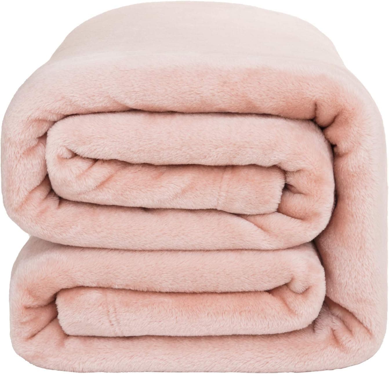 Bedsure Flannel Fleece Blanket 350GSM- Queen Blanket 90x90 inches, Coral Pink - Soft, Plush, Warm Blanket for All Season, Thick Blanket for Couch Sofa Bed Traveling - Reversible Bed Blankets