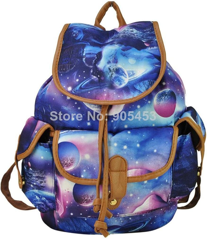 Women Fashion Galaxy Print Charm Color Backpack School Rucksack Bag