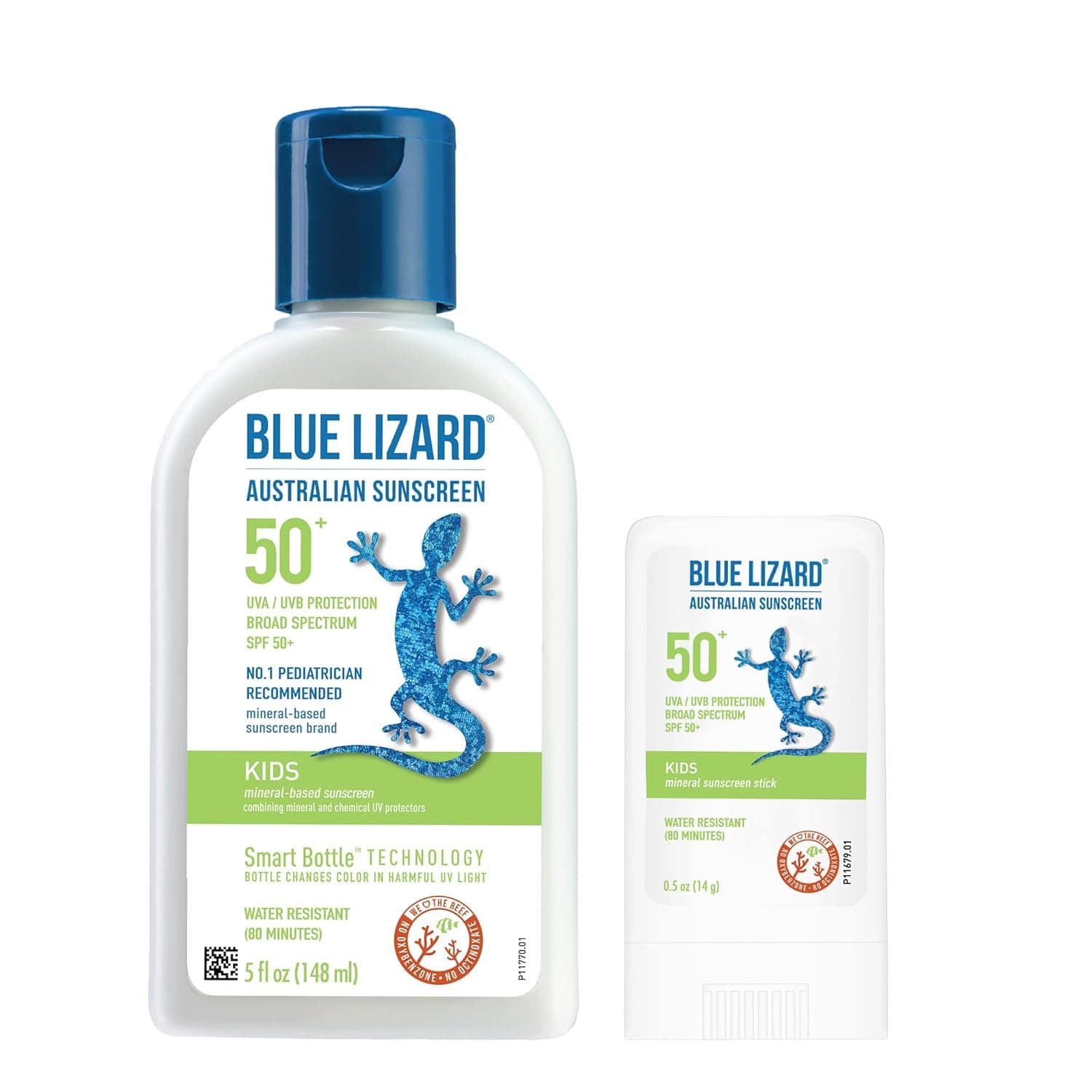 BLUE LIZARD Kids Mineral-Based Sunscreen Lotion and Stick Bundle - SPF 50+ - 5 oz/.5oz.