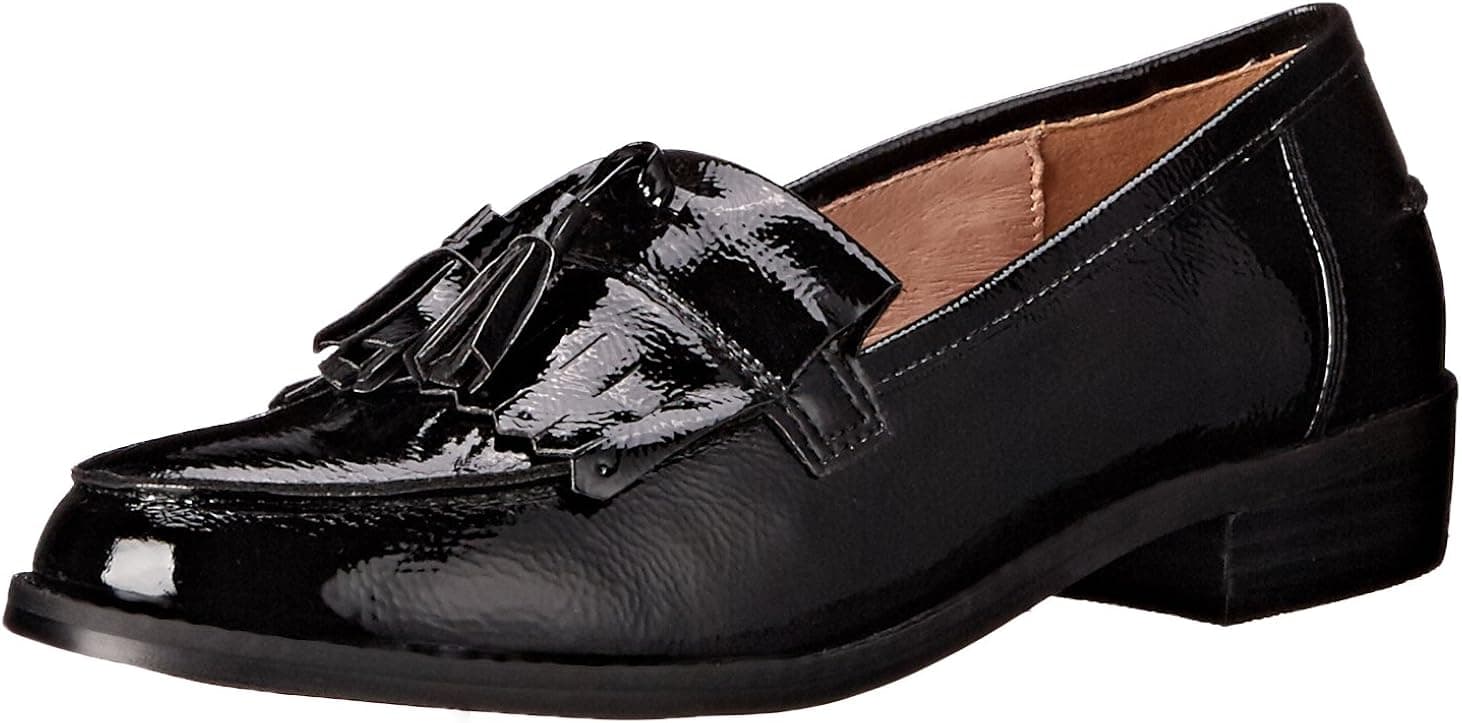 Steve Madden Women's Meela Mary Jane Loafer Flats (9, Black)