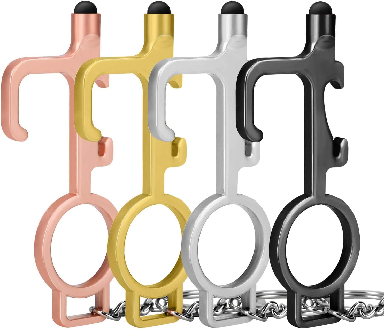 Clean Key No Touch Door Opener Tool with Stylus for Outdoor Public Door Handle Touchscreen Button Safe Touch Tool Keep Hands Clean with Keychain Hands Free Keys