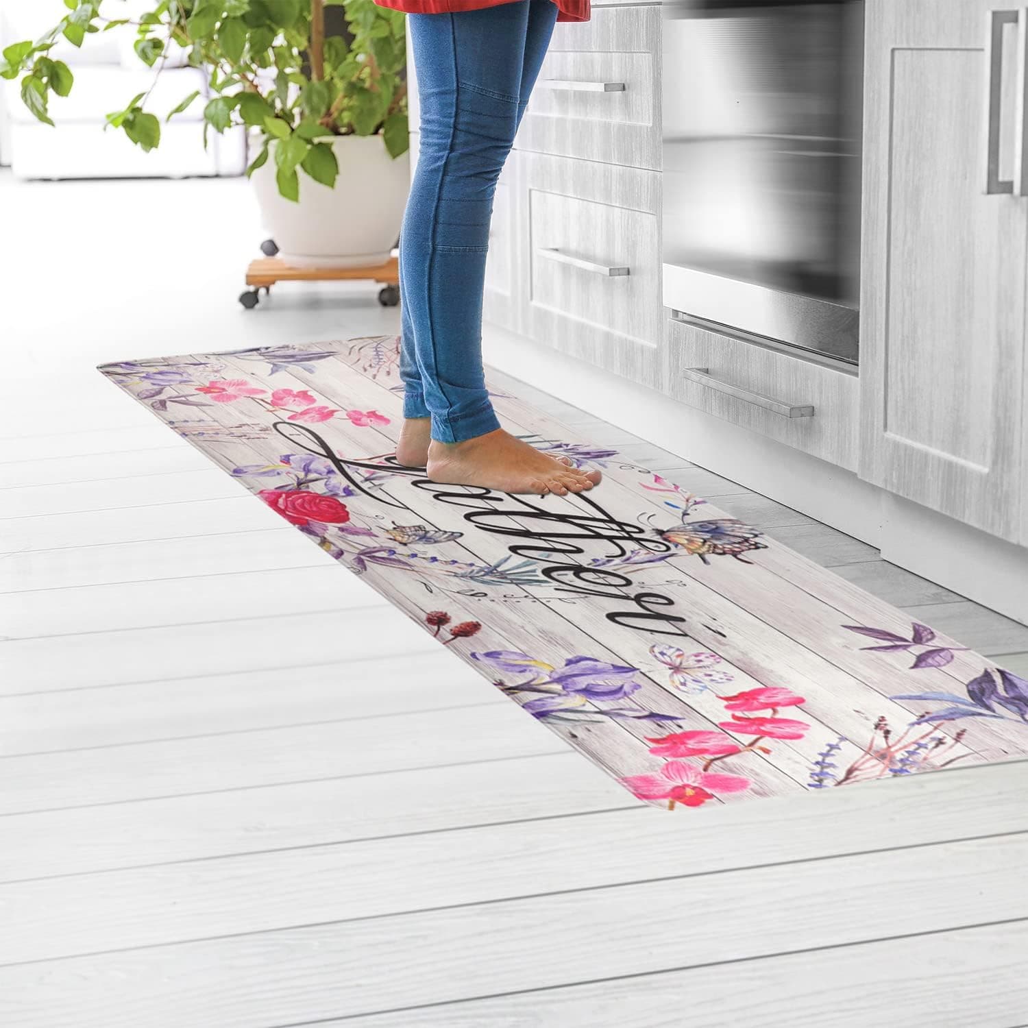 Cekene Kitchen Mats Anti Fatigue Comfort Floor Mat Cushioned Oil Resistant PVC Kitchen Rug Runner Easy to Clean Kitchen Floor Mats 18” by 59”