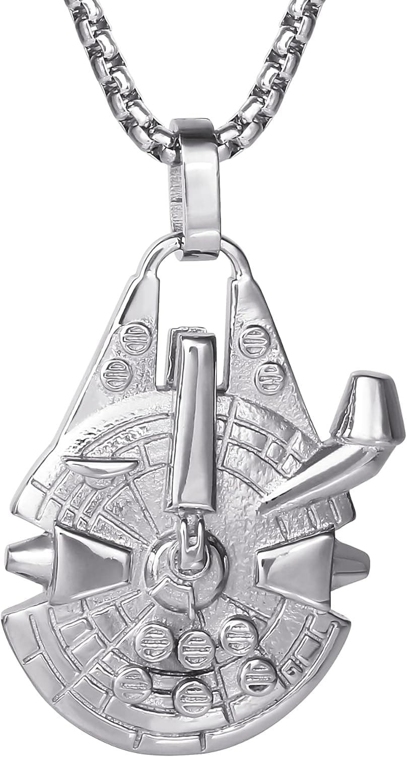 Star Wars Stainless Steel Necklaces for Men, Character Pendant Designs, 22" Box Chain